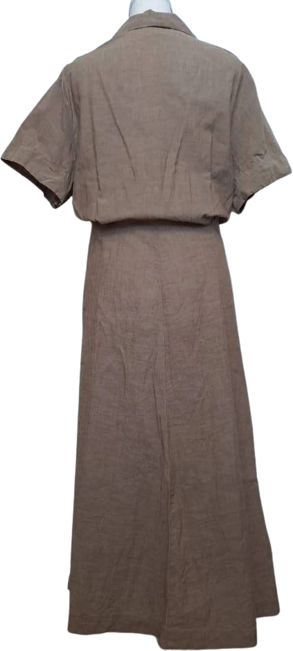 40s/50s Taupe Light Brown Short Sleeve Dress Nos By Cotton Town - Image 2