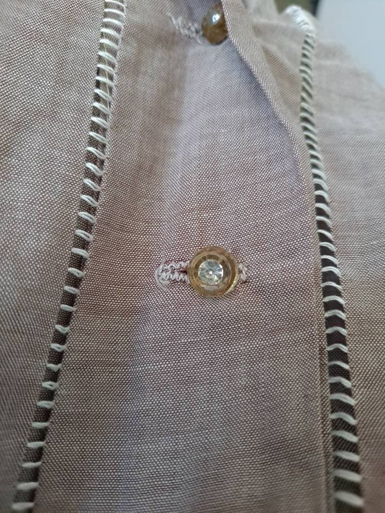 40s/50s Taupe Light Brown Short Sleeve Dress Nos By Cotton Town - Image 9