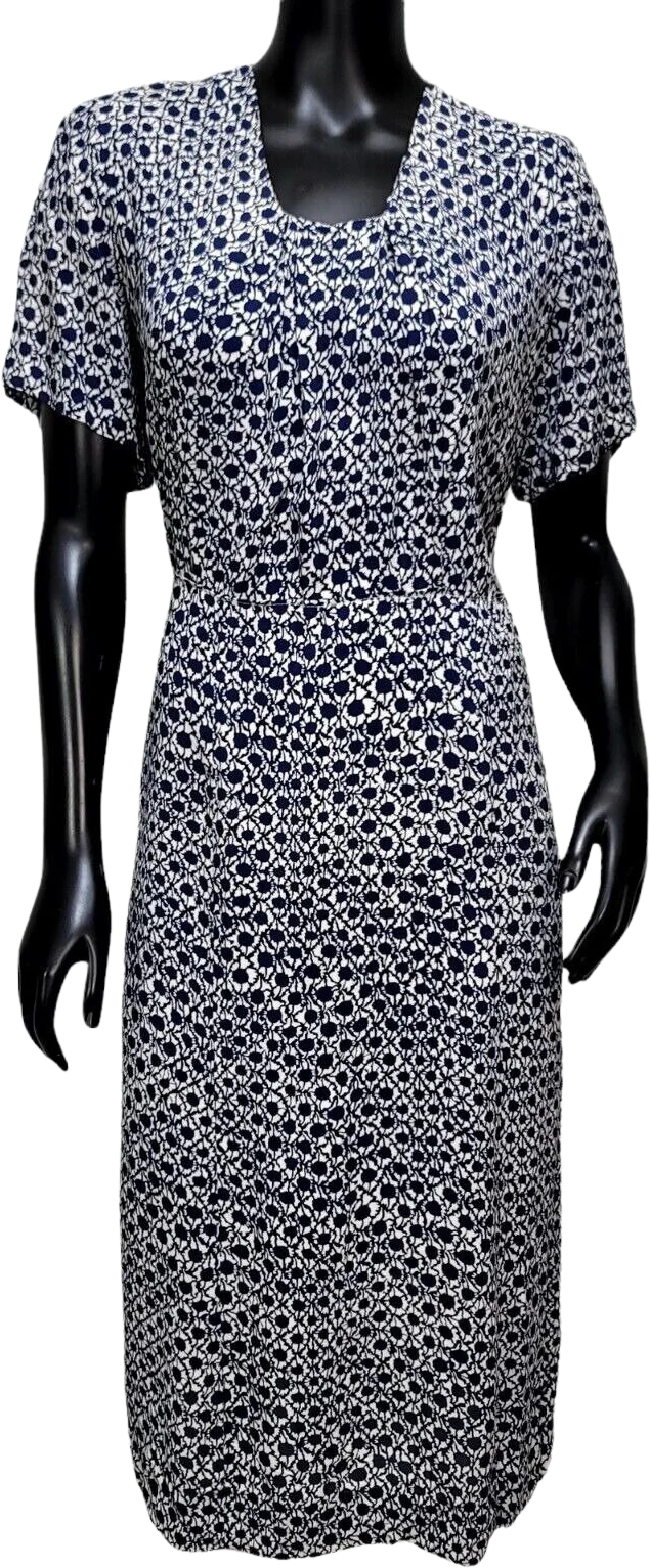 40s/50s Semi Sheer Navy Floral Day Dress With Jacket