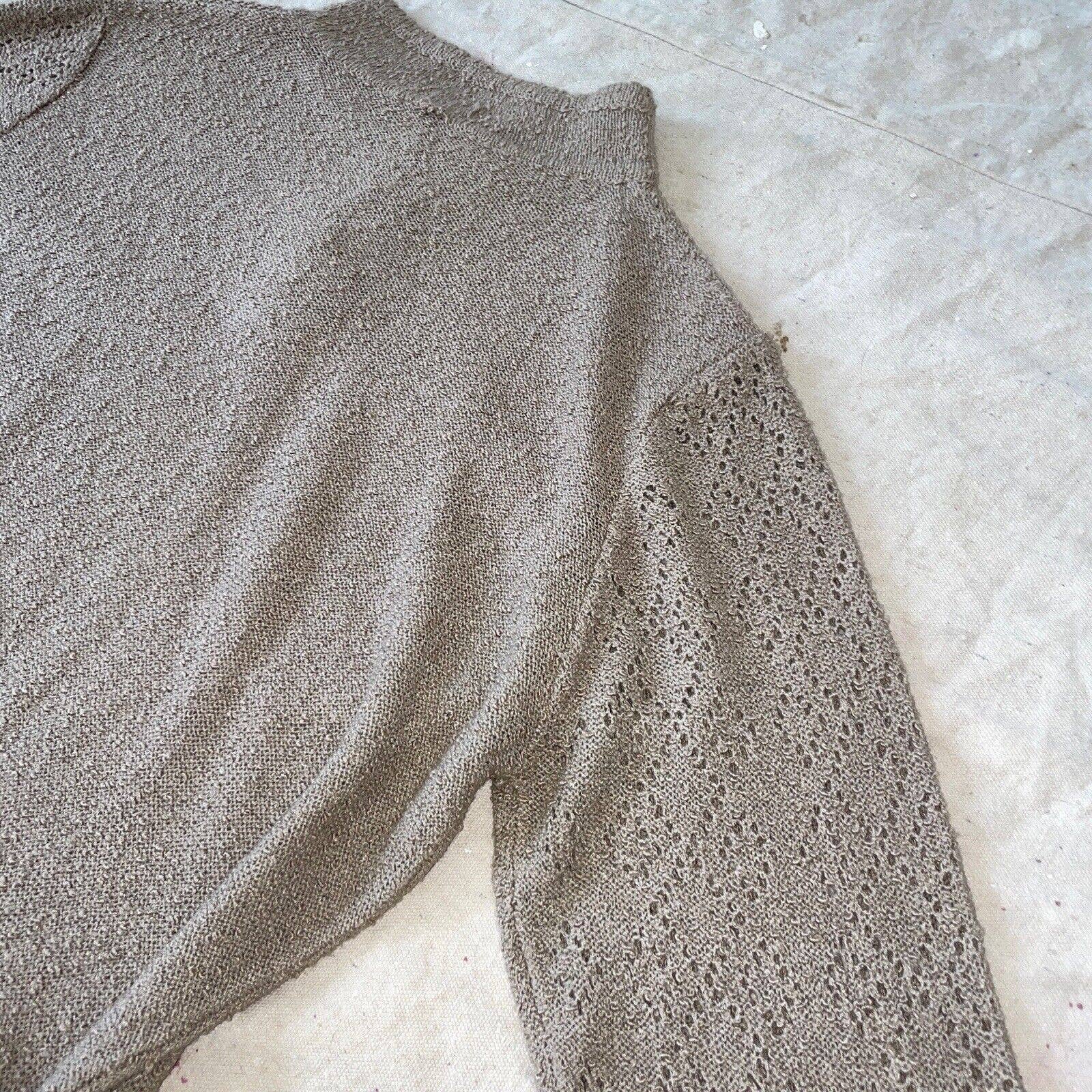 Vintage 40s 50s Taupe Knit Dress Long Sleeves Mockneck Rose Buttons Midi by True - Image 9