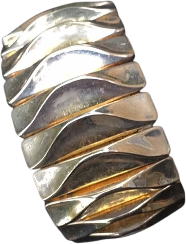 Vintage 40s Bracelet Expanding Hinged Mid-Century Silver Tone Metal
