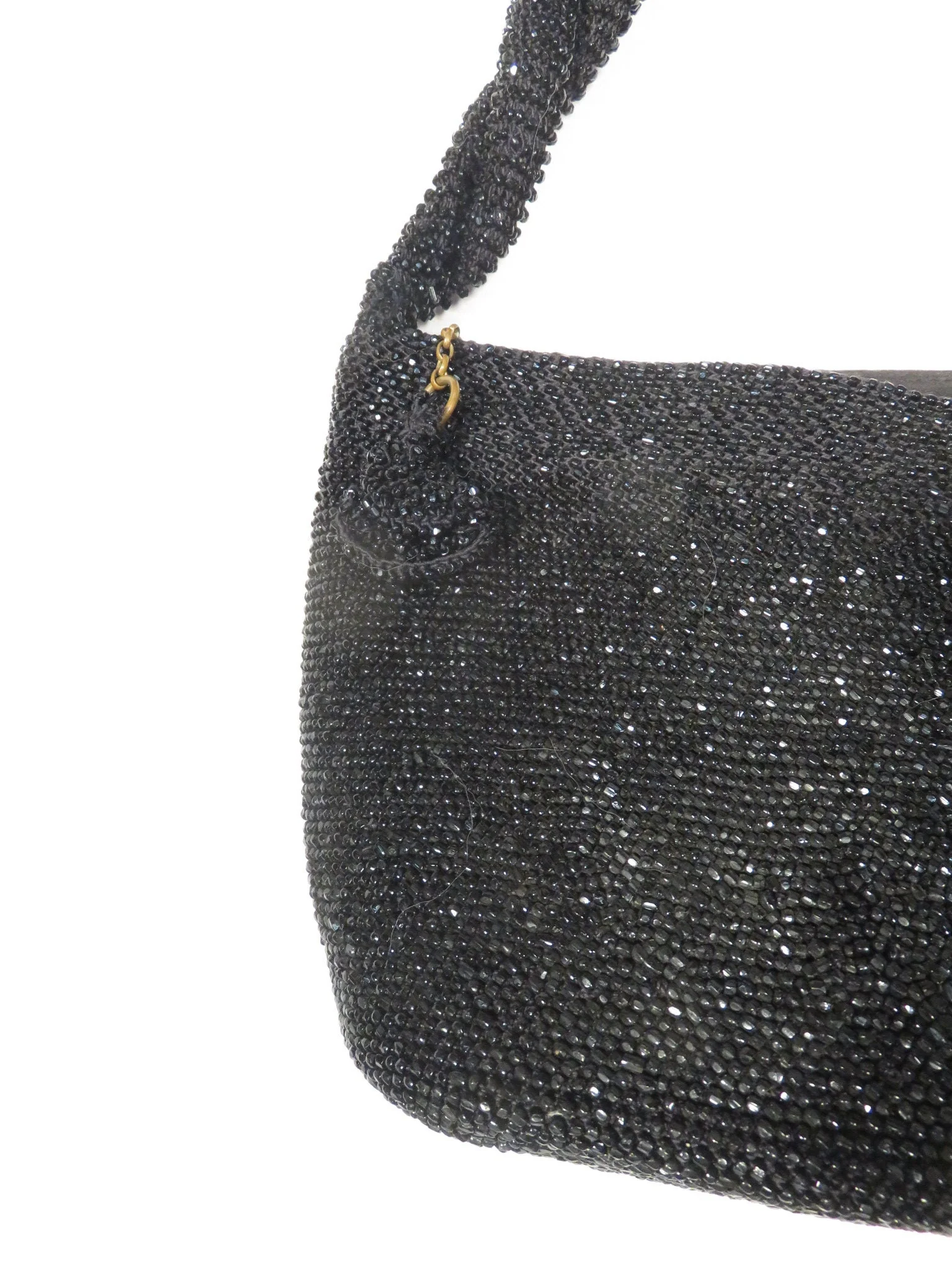 Vintage 40s Glass Bead Rope Handle Purse - Image 3