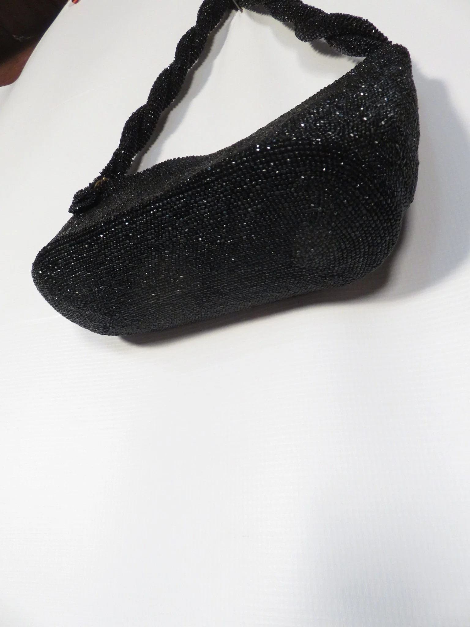 Vintage 40s Glass Bead Rope Handle Purse - Image 5