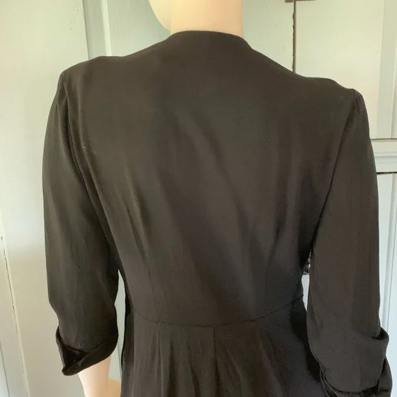 Vintage 40s Petty Hite Black Day Dress - Image 7