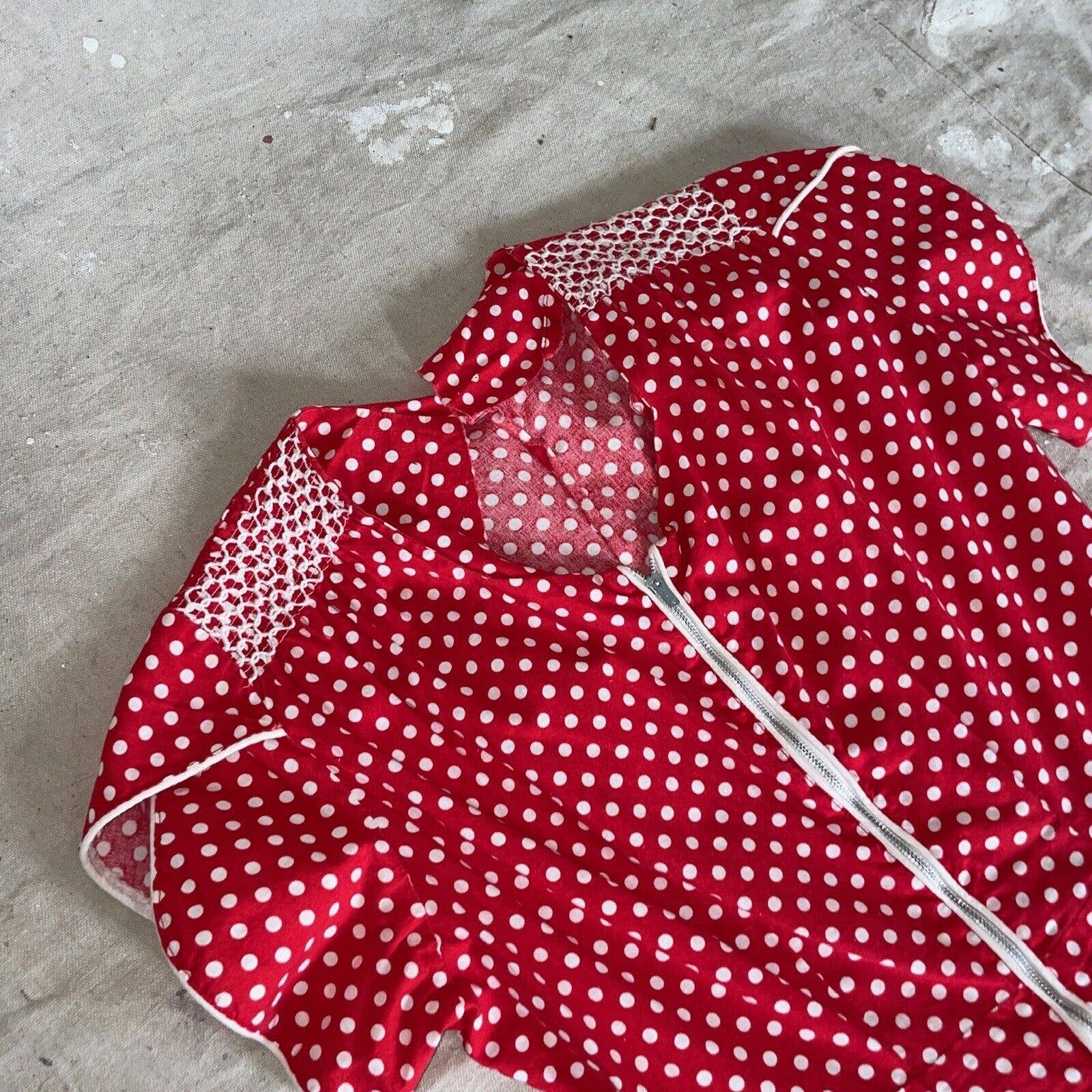 Vintage 40s Zip Front House Dress Puff Sleeve Cotton Polka Dot Midi Pockets by Cotton - Image 7