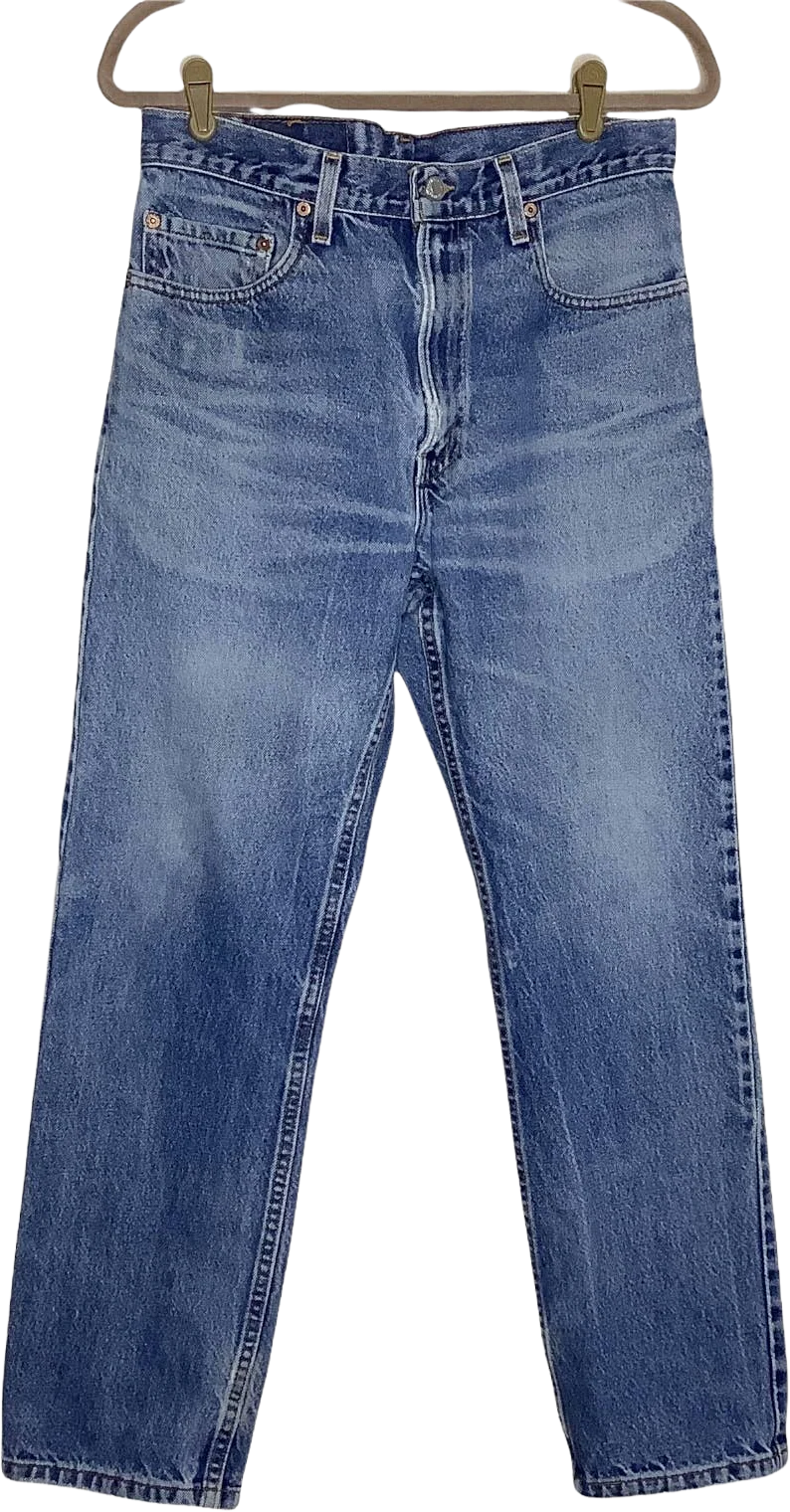 Vintage 505 Jeans Regular Fit Straight Leg Distressed High Waisted 31" Usa Distressed - No Leather Patch - Tagged As 33x30 But See Measurements by Levi's