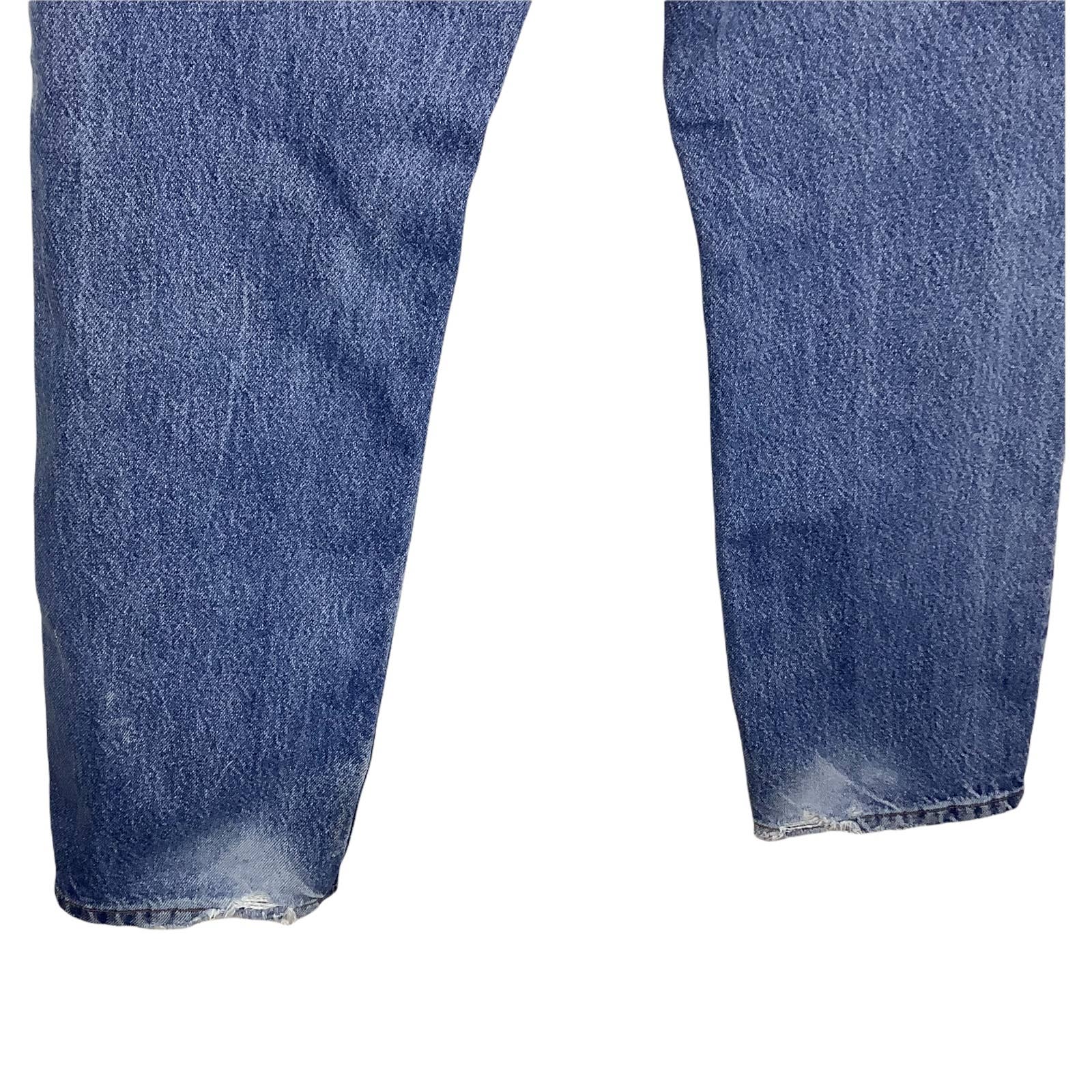 Vintage 505 Jeans Regular Fit Straight Leg Distressed High Waisted 31" Usa Distressed - No Leather Patch - Tagged As 33x30 But See Measurements by Levi's - Image 10