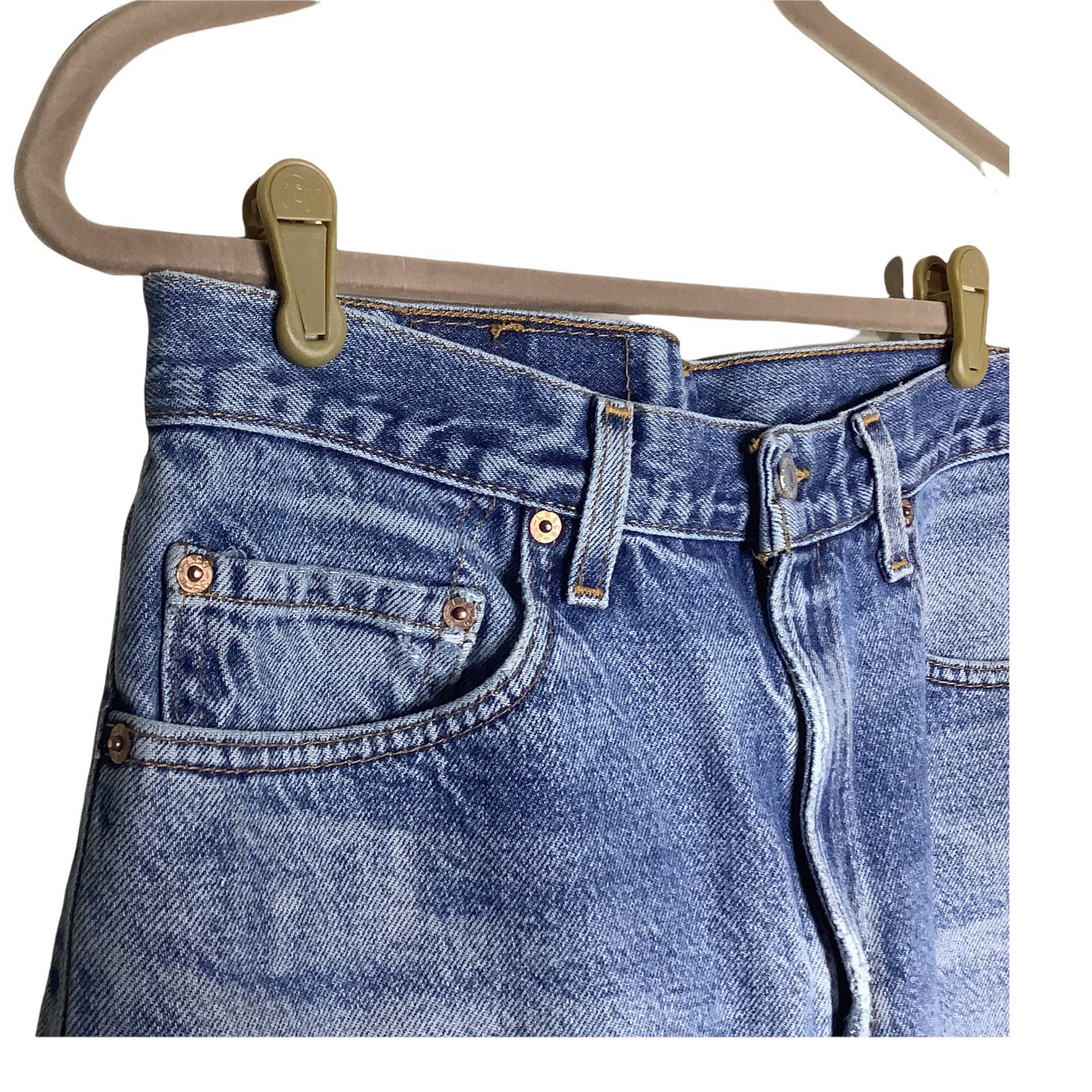 Vintage 505 Jeans Regular Fit Straight Leg Distressed High Waisted 31" Usa Distressed - No Leather Patch - Tagged As 33x30 But See Measurements by Levi's - Image 12