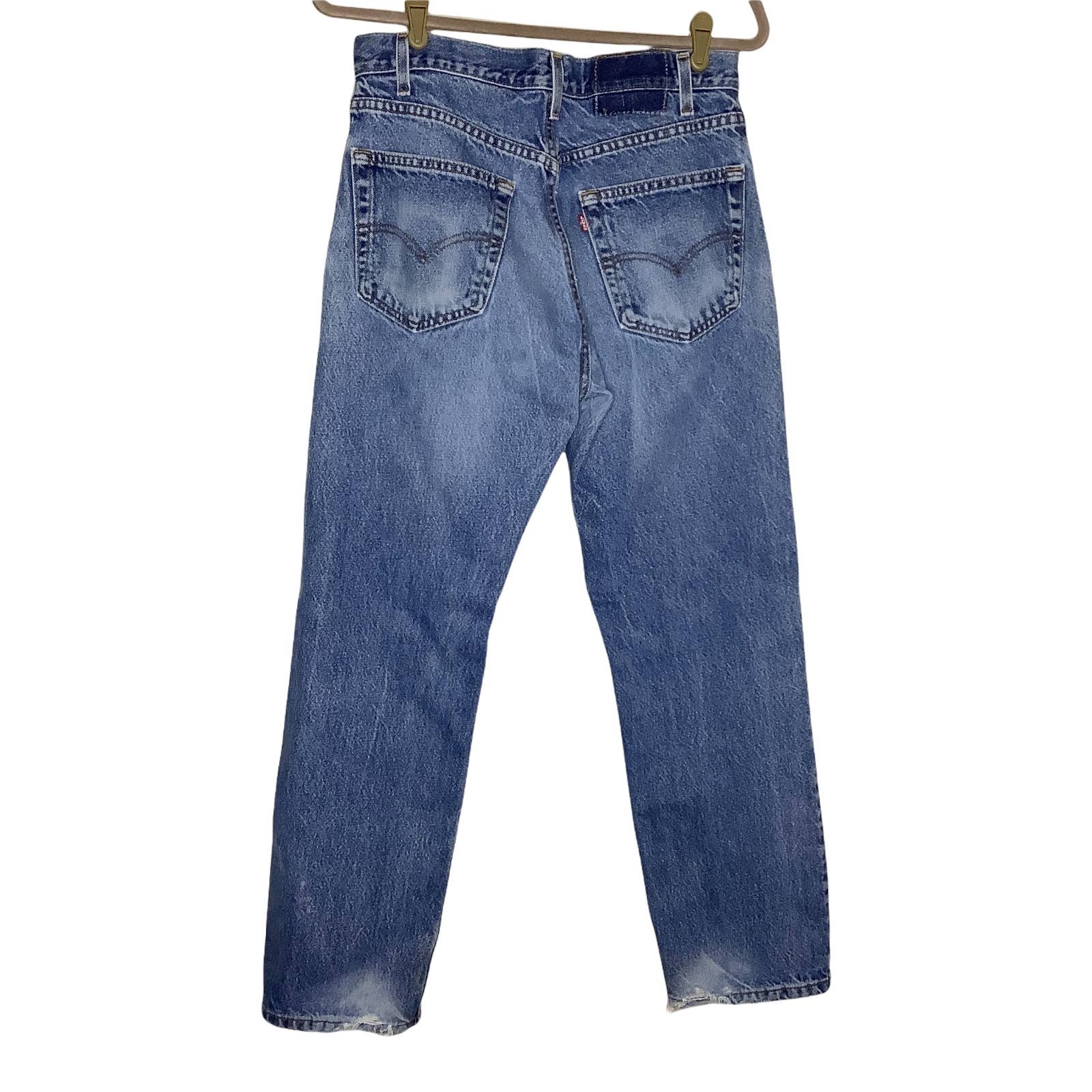 Vintage 505 Jeans Regular Fit Straight Leg Distressed High Waisted 31" Usa Distressed - No Leather Patch - Tagged As 33x30 But See Measurements by Levi's - Image 2