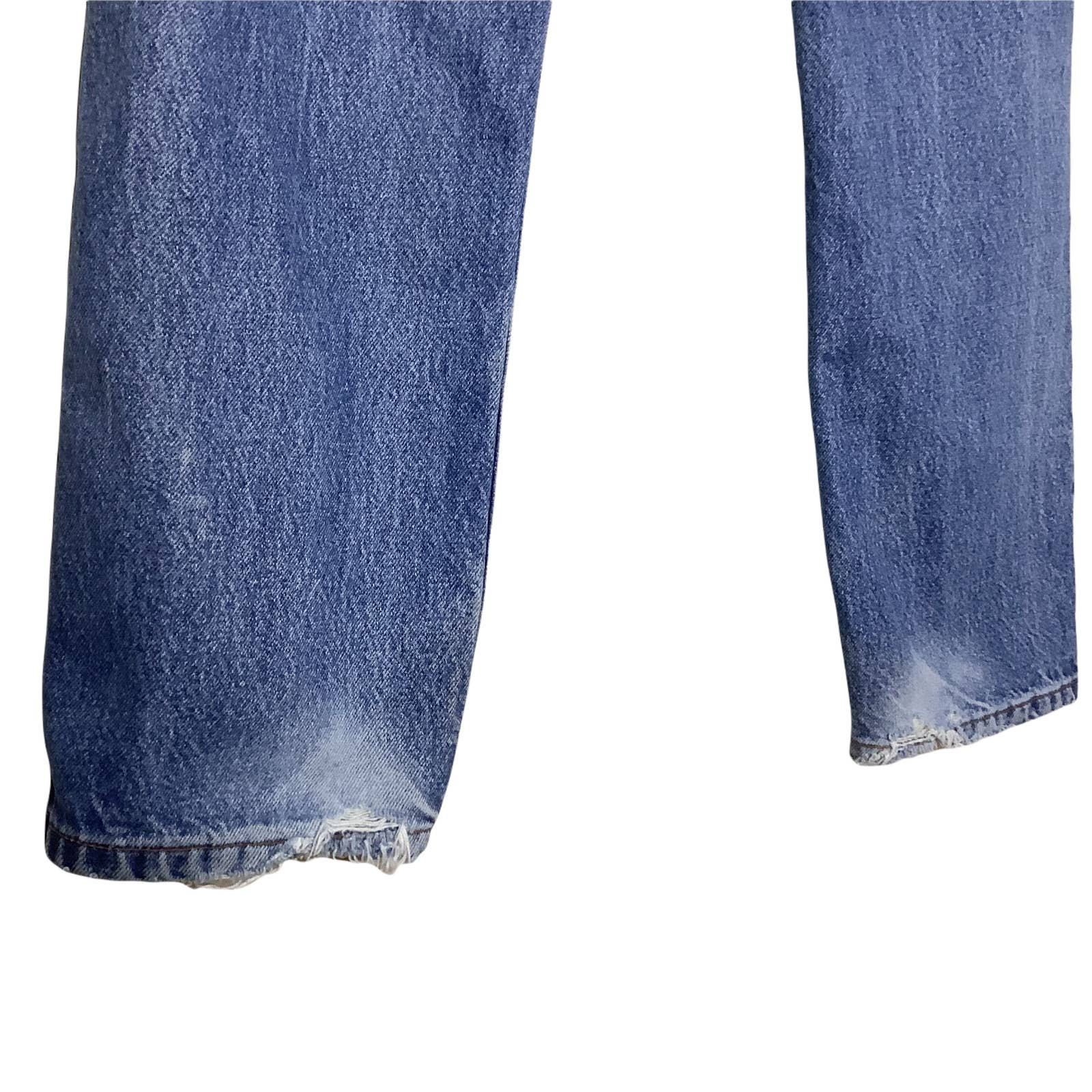 Vintage 505 Jeans Regular Fit Straight Leg Distressed High Waisted 31" Usa Distressed - No Leather Patch - Tagged As 33x30 But See Measurements by Levi's - Image 3
