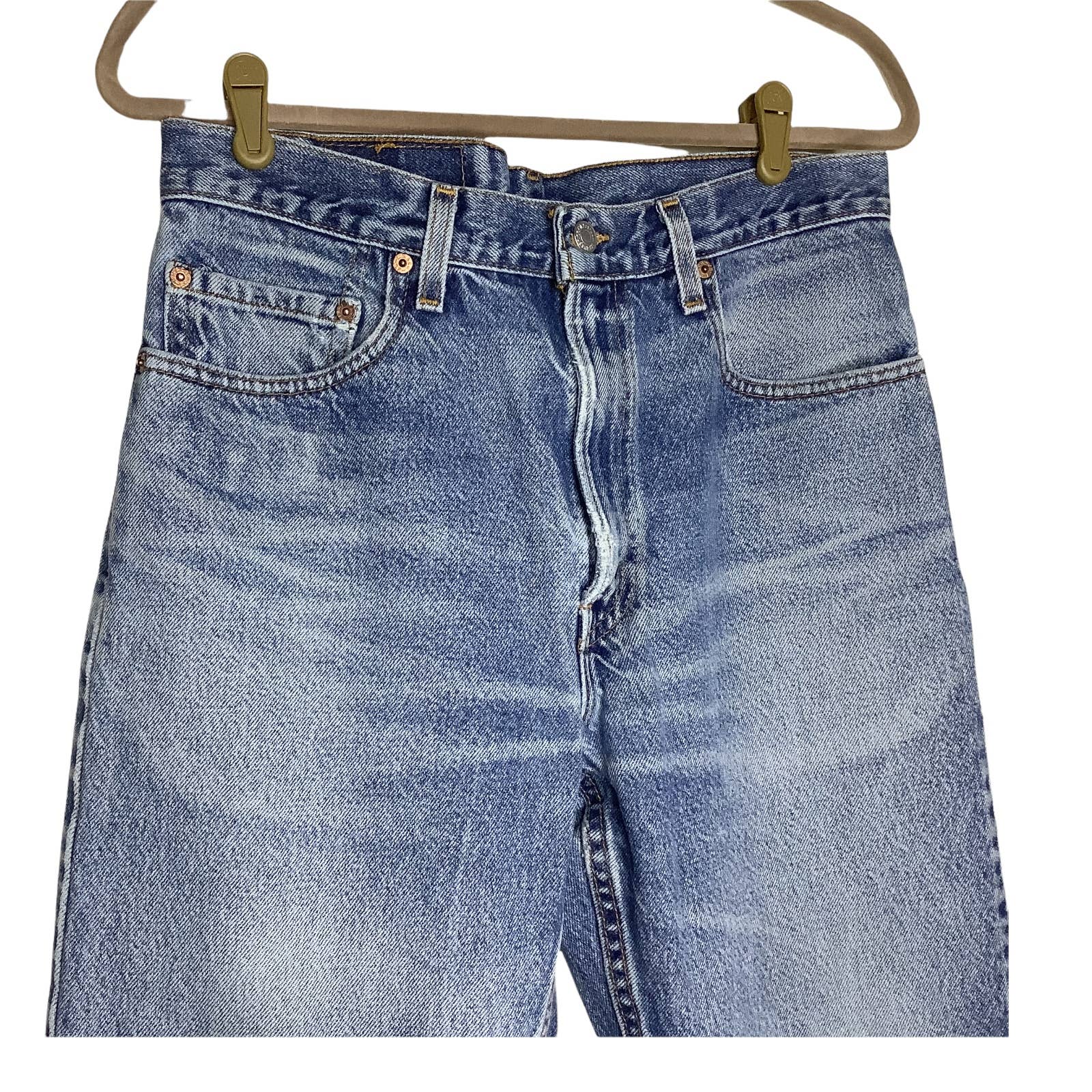 Vintage 505 Jeans Regular Fit Straight Leg Distressed High Waisted 31" Usa Distressed - No Leather Patch - Tagged As 33x30 But See Measurements by Levi's - Image 5