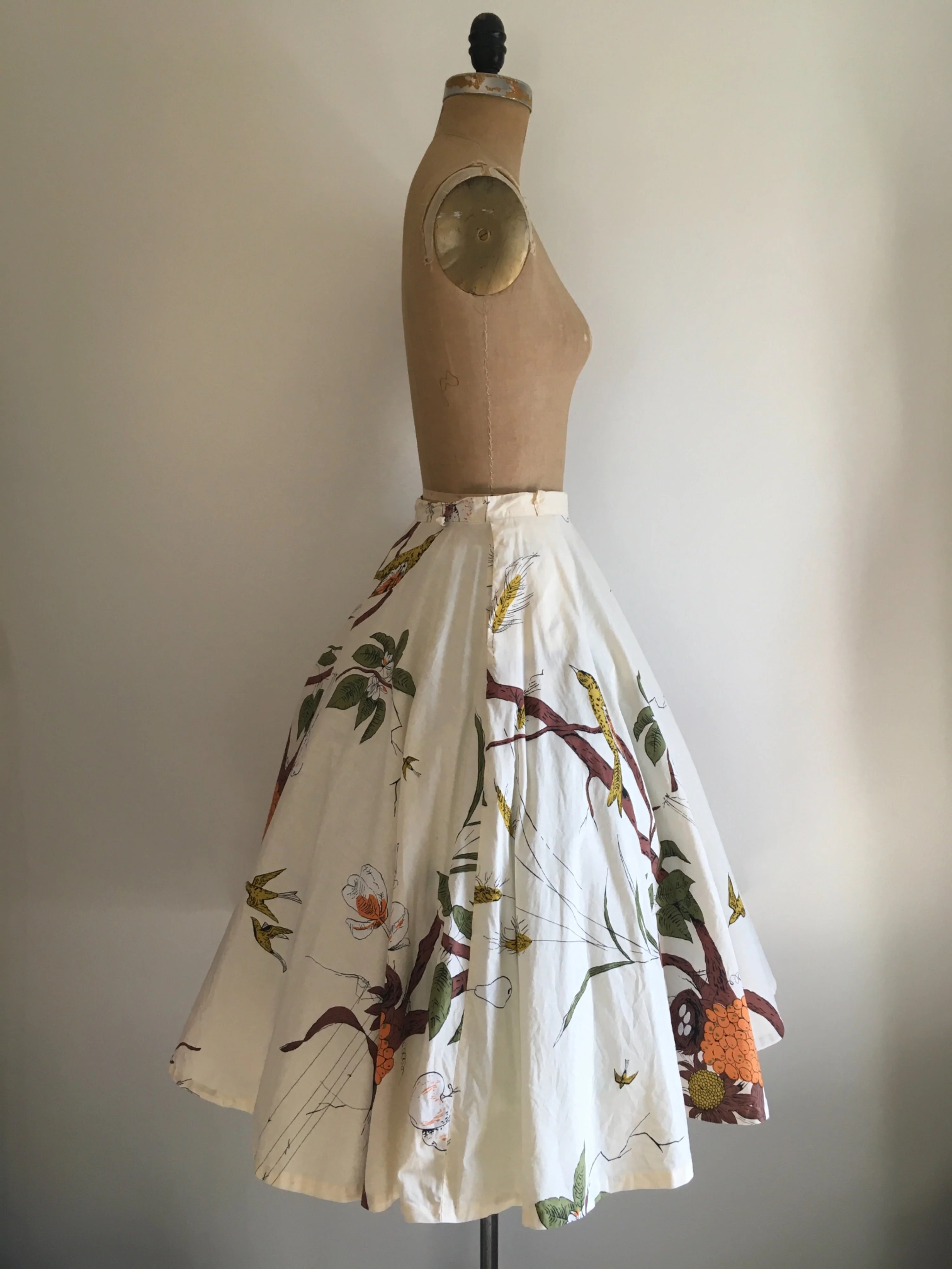 50's Bird Novelty Print Circle Skirt - Image 3