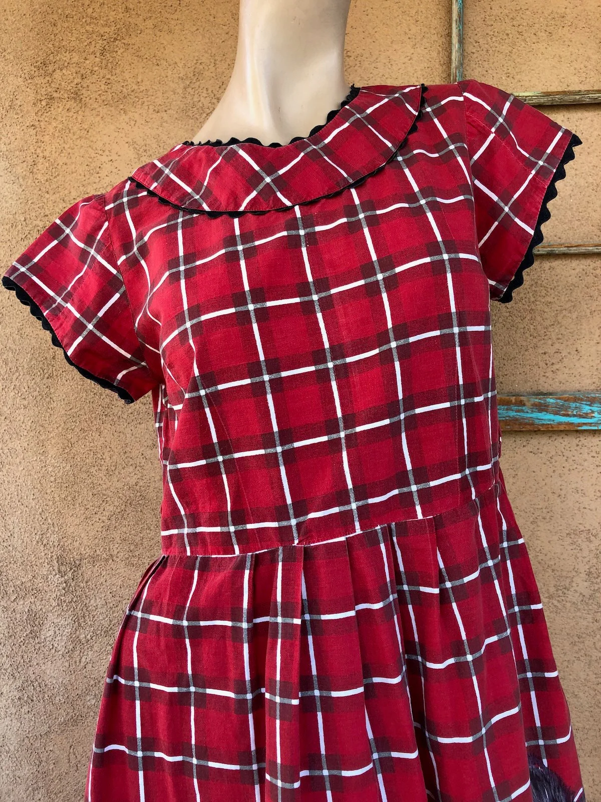 Vintage 50s Cotton Dress Dog Print Sz M L B37. 5 W34 by John Wolf - Image 2