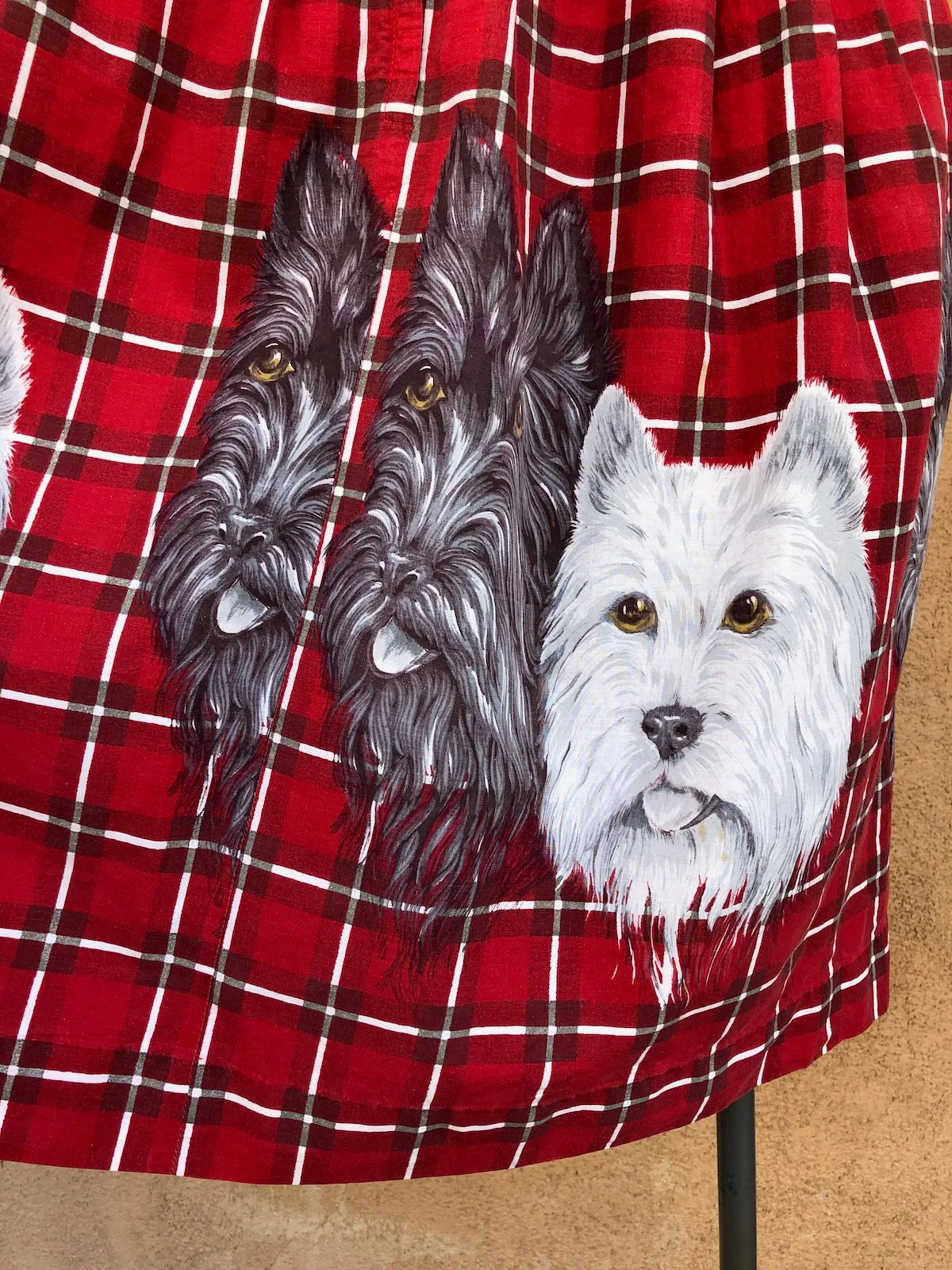Vintage 50s Cotton Dress Dog Print Sz M L B37. 5 W34 by John Wolf - Image 5