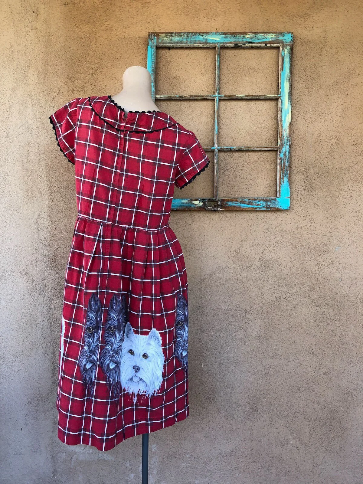 Vintage 50s Cotton Dress Dog Print Sz M L B37. 5 W34 by John Wolf - Image 8