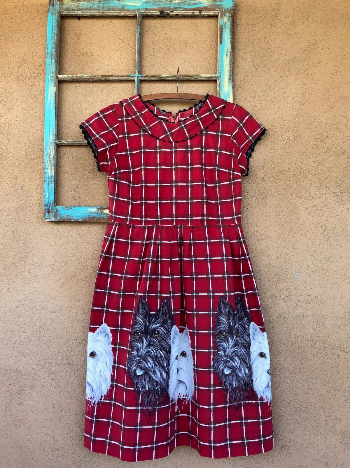 Vintage 50s Cotton Dress Dog Print Sz M L B37. 5 W34 by John Wolf - Image 9