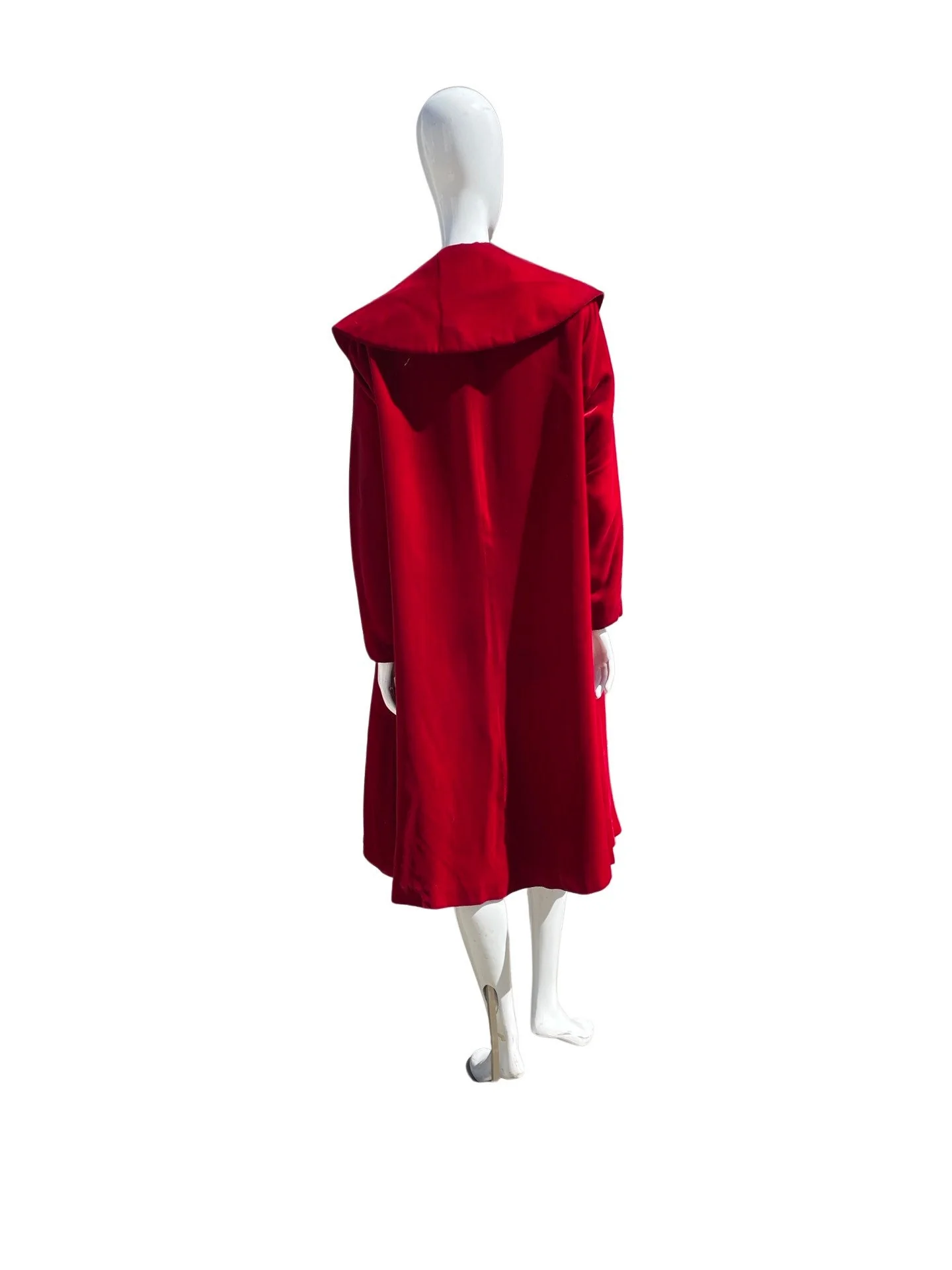 Vintage 50s Deep Red Velvet Coat Robe Opera Coat Detroit Size Large Large Collar by Nat Green - Image 4