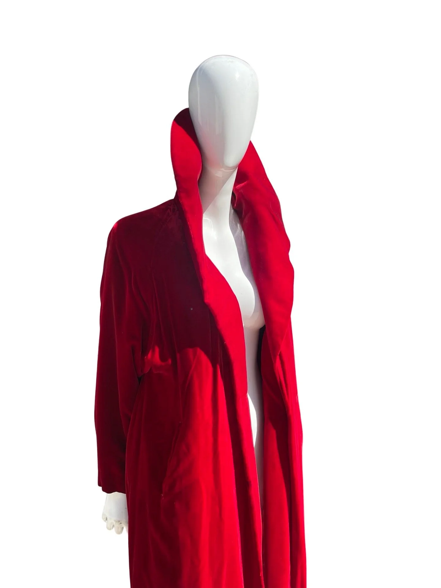 Vintage 50s Deep Red Velvet Coat Robe Opera Coat Detroit Size Large Large Collar by Nat Green - Image 5