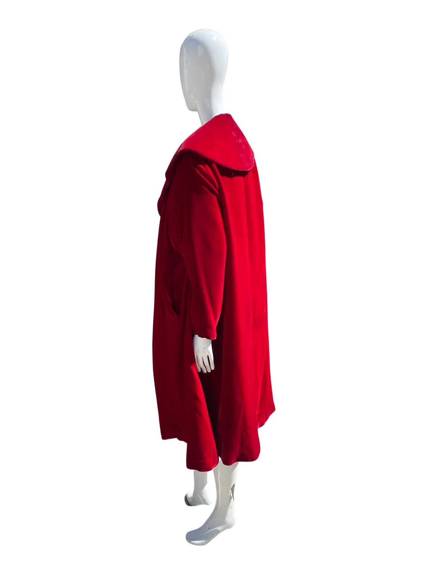 Vintage 50s Deep Red Velvet Coat Robe Opera Coat Detroit Size Large Large Collar by Nat Green - Image 6