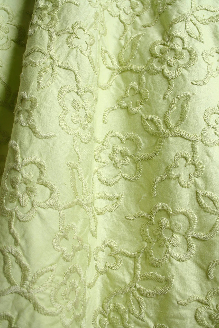Vintage 50s Dress Chartreuse Lime Green Floral Embroidered Summer Sundress Full Skirt Small by  Tabak of California - Image 7