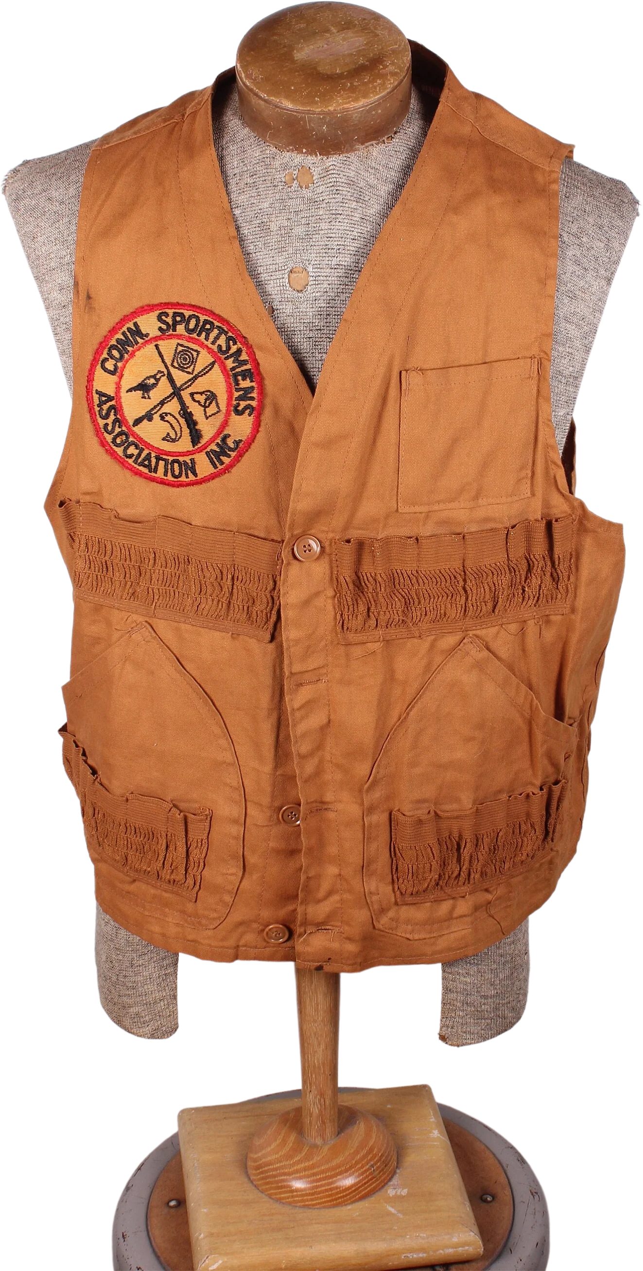 Vintage 50s Era Khaki Red Head Brand Bird Hunting Vest Shotgun Shell Holders Vintage Hunting Gun Club Patches by Red Head