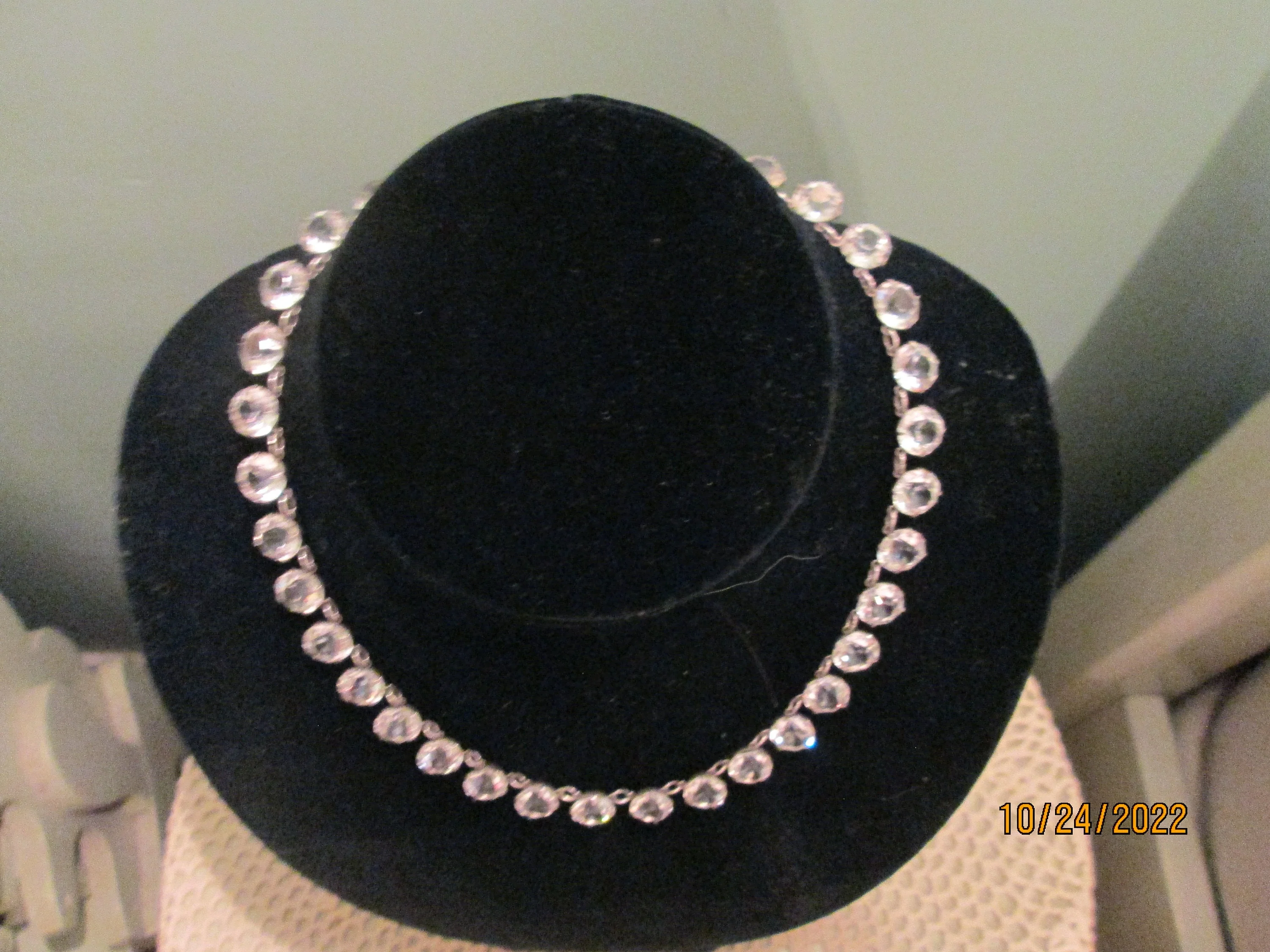Vintage 50s Faceted Crystal Round Choker Necklace Gorgeous - Image 2
