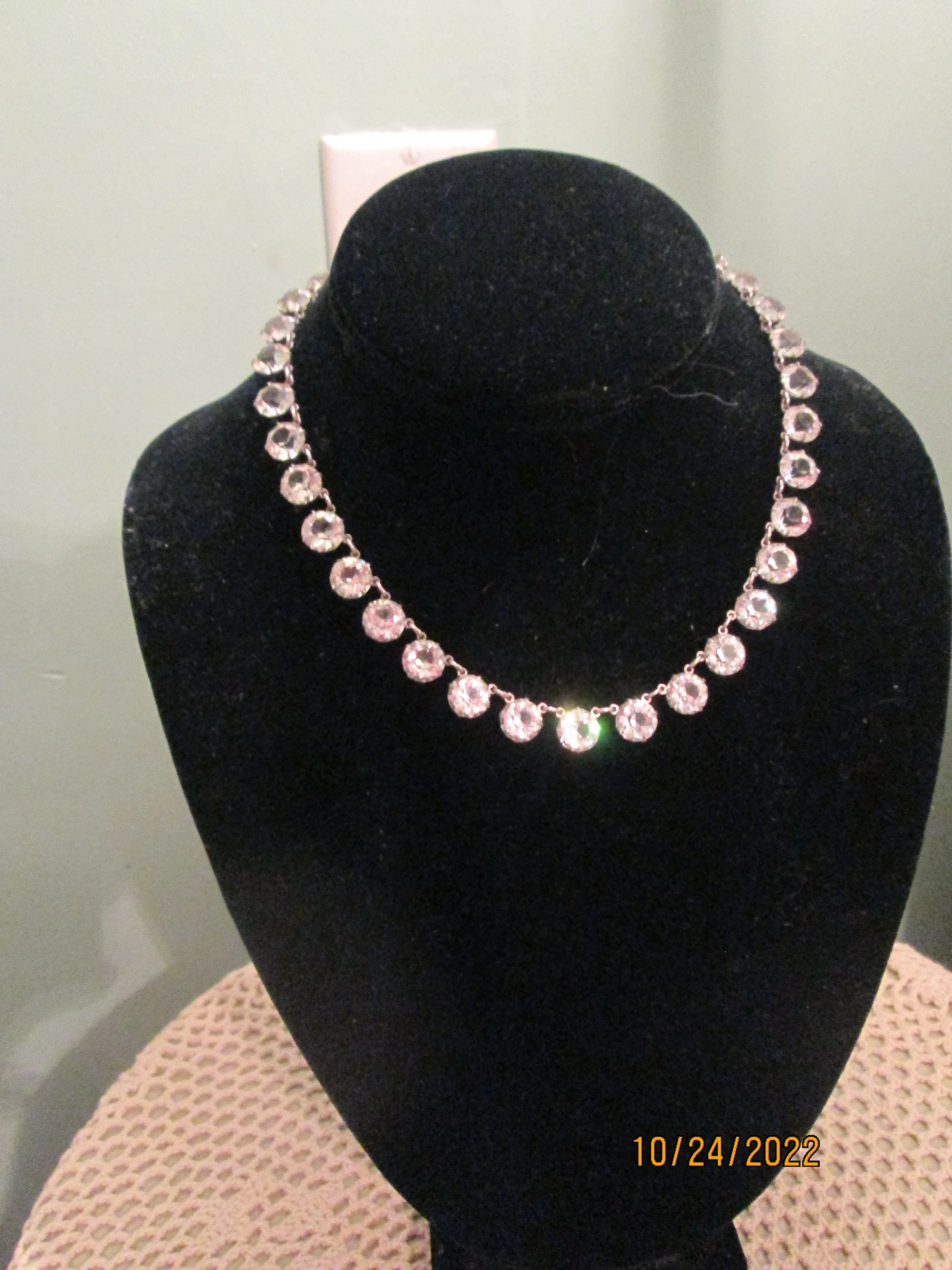 Vintage 50s Faceted Crystal Round Choker Necklace Gorgeous - Image 3