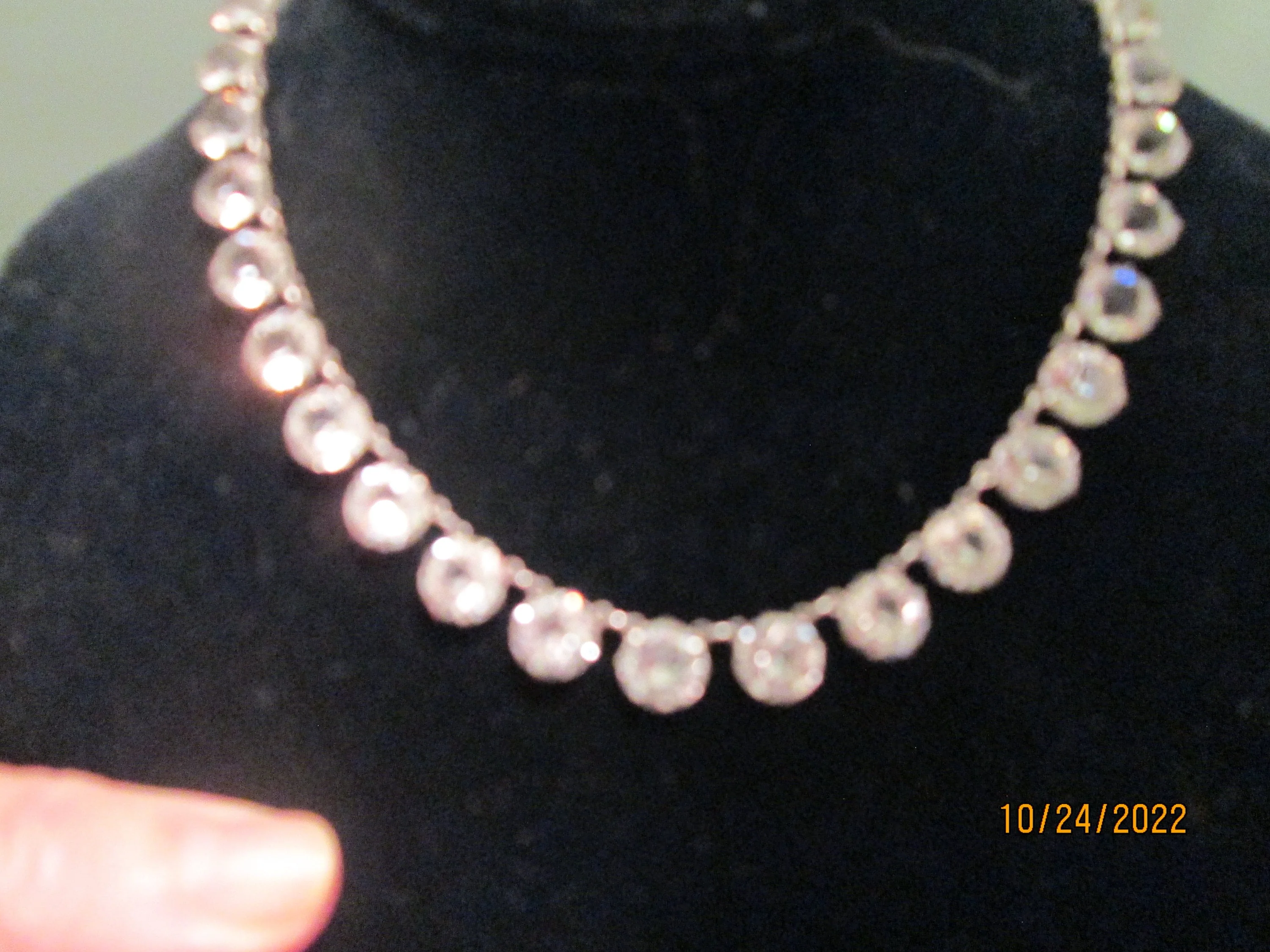 Vintage 50s Faceted Crystal Round Choker Necklace Gorgeous - Image 6