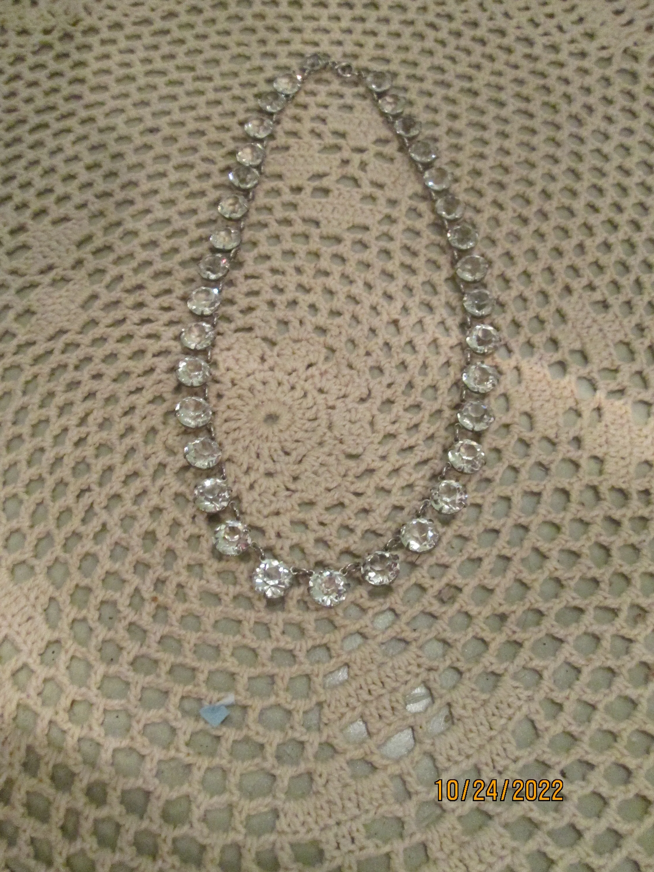 Vintage 50s Faceted Crystal Round Choker Necklace Gorgeous - Image 7