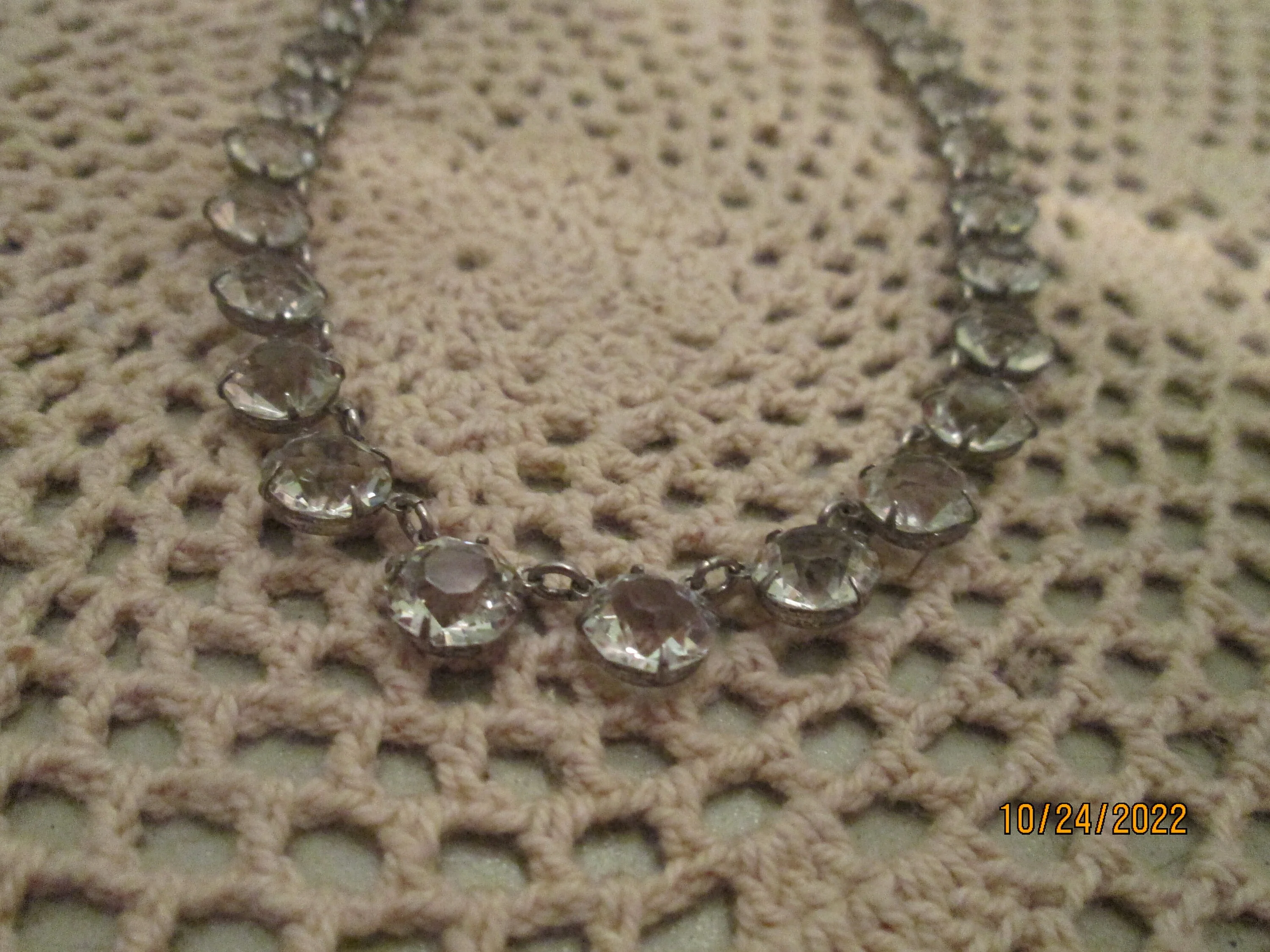 Vintage 50s Faceted Crystal Round Choker Necklace Gorgeous - Image 8
