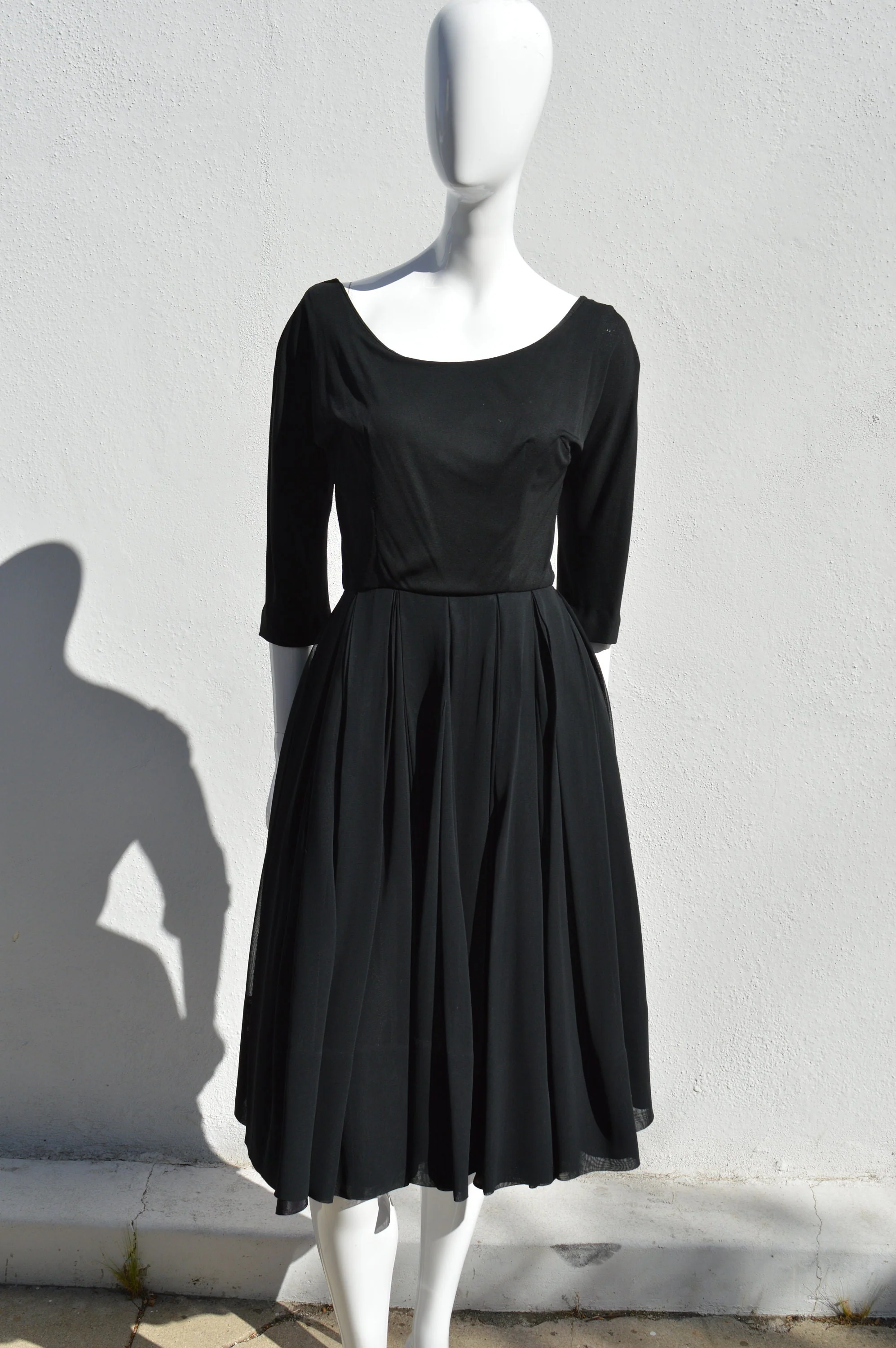 Vintage 50s Flirty Dance Party Dress Full Skirt New Look Chiffon Marilyn Swing Rockabilly Viva Vegas Cocktail Classic Look Size 6 - Image 3
