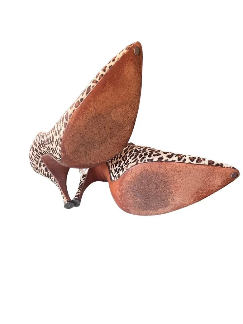 Vintage 50s Frederick's of Hollywood Pony Hair Leopard Stilettos Shoes Size 7 1/2-8 High Heels Pin Up Sandals Pumps Rockabilly by Frederick's Of Hollywood - Image 7