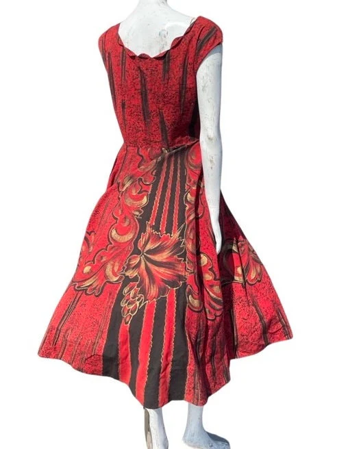 Vintage 50s Hand Painted New Look Dress Full Skirt Creaciones Mexico Pinta Size 10-12 Viva Vegas Rockabilly by Creaciones Mexico Pinta - Image 4