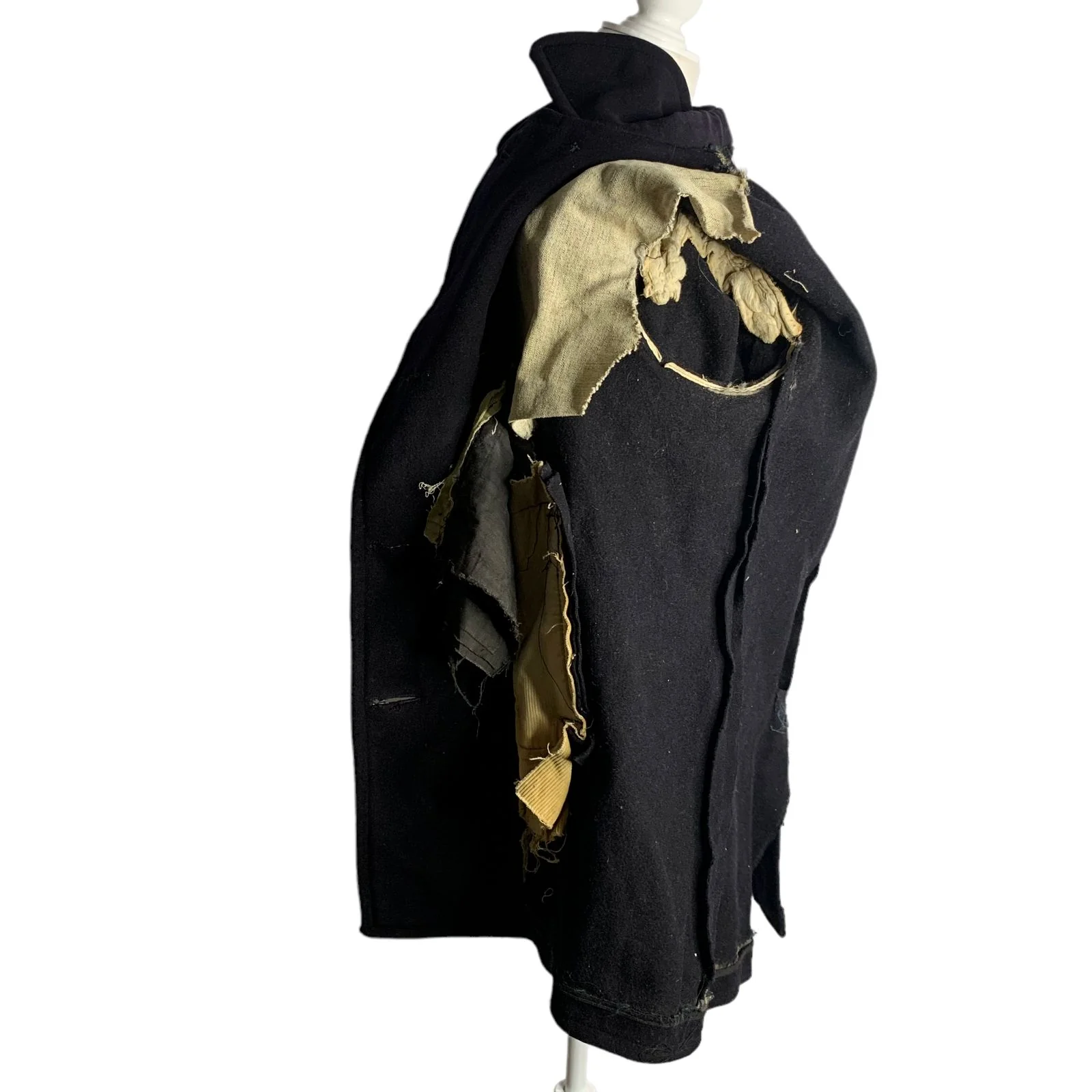 Vintage 50s Military Us Navy Pea Coat 36 Black Wool Button Pockets Notch Collar - Image 8