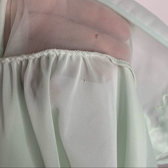 Vintage 50s Mint Green Chiffon Bed Jacket Medium by Seamprufe - Image 7
