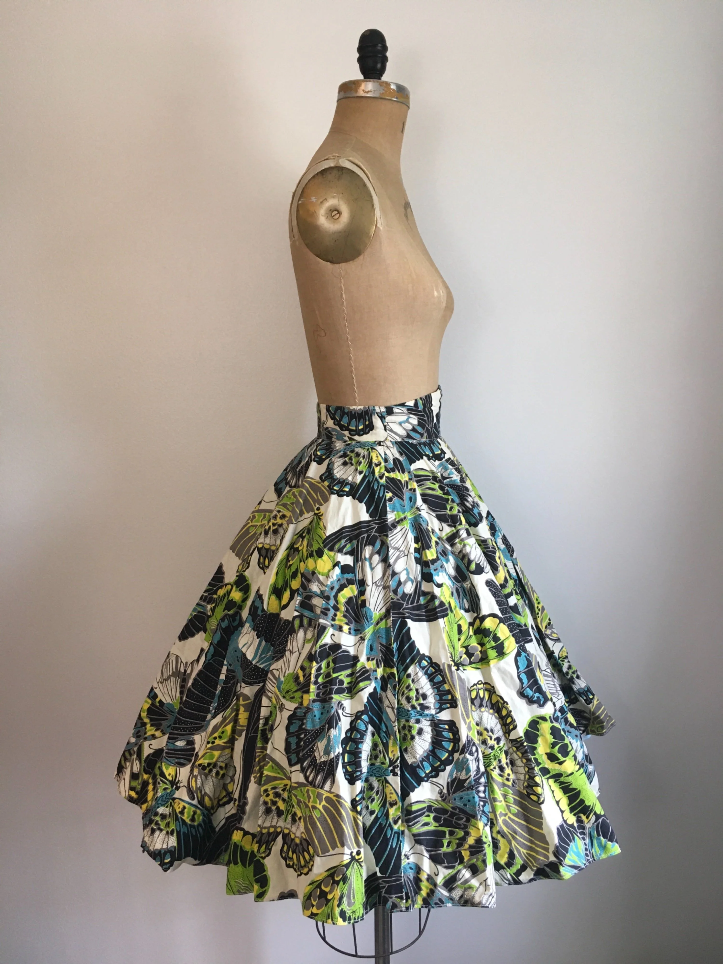 50's Moth Butterfly Novelty Print Circle Skirt by Lillimar - Image 3