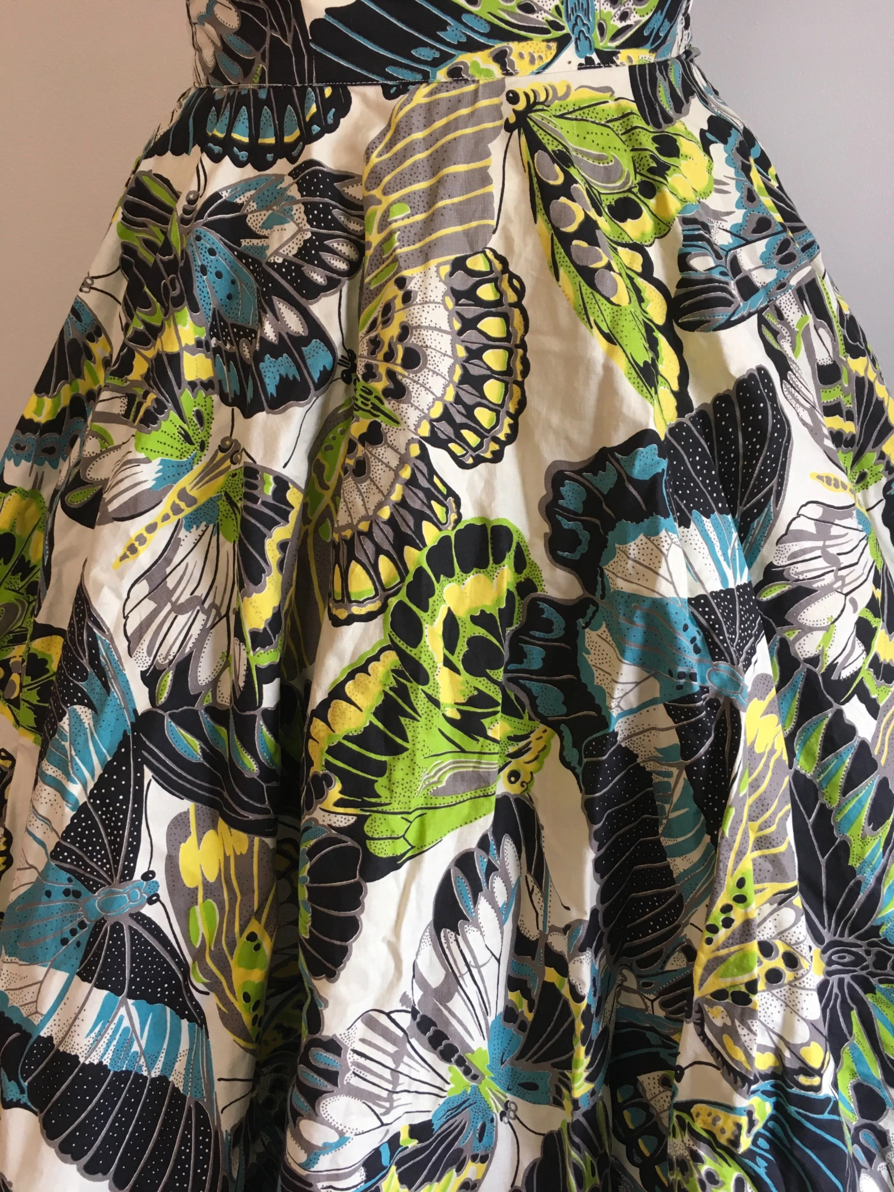 50's Moth Butterfly Novelty Print Circle Skirt by Lillimar - Image 4