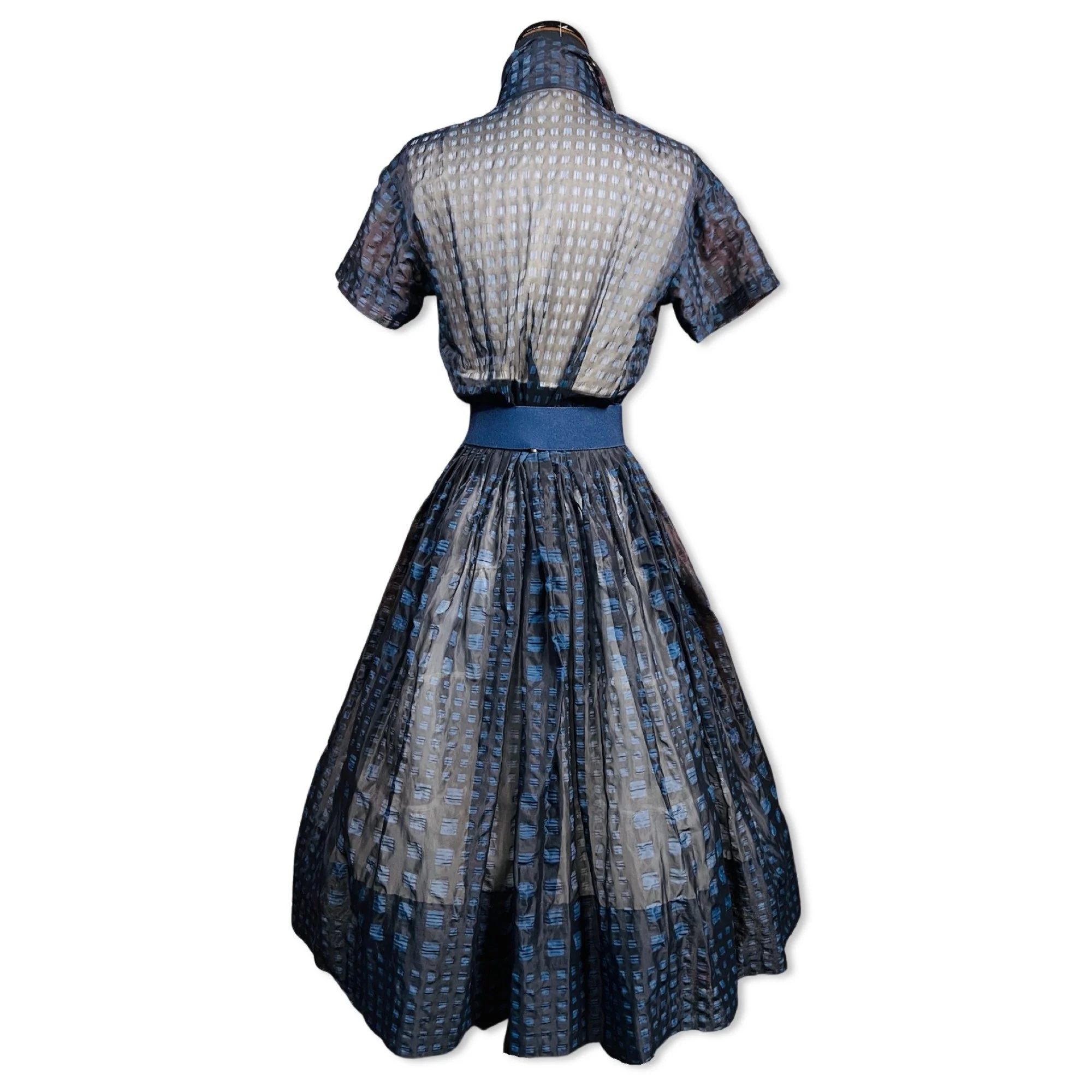 Vintage 50s Navy Blue Full Skirt Dress by Mckettricks - Image 10