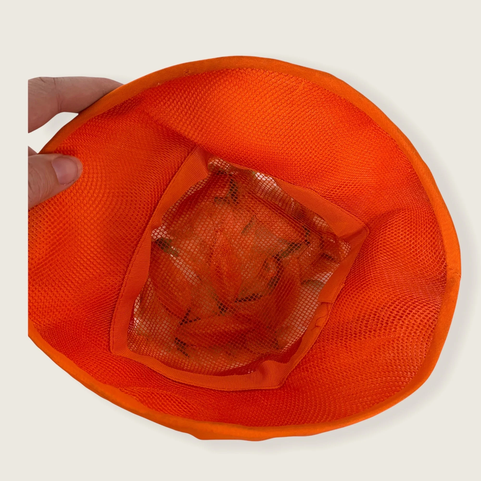 Vintage 50s Orange Floral Peach Basket Hat - Image 4