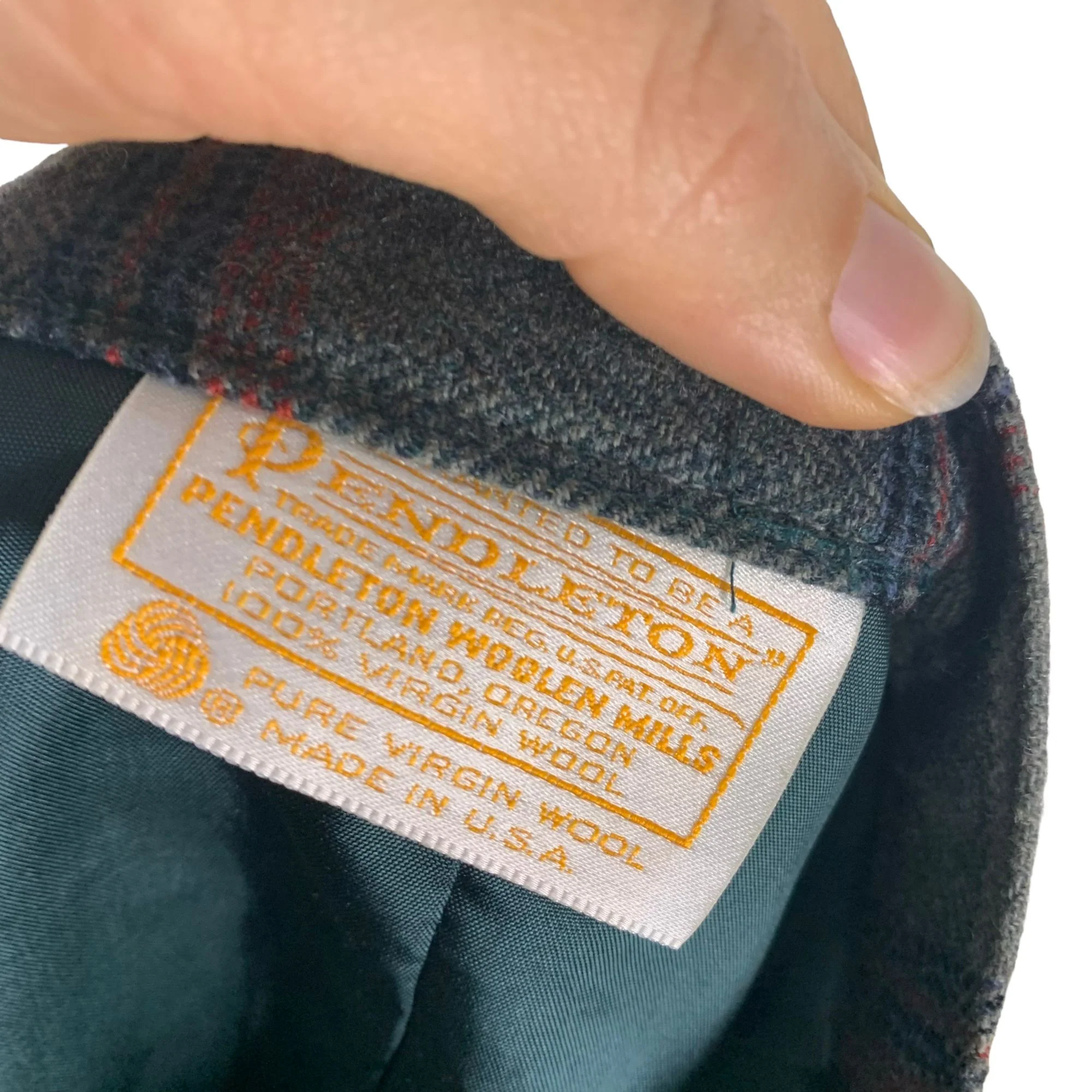 Vintage 50s Pendleton Gray Blue Plaid Wool Straight Knee Length Skirt by Pendleton - Image 3