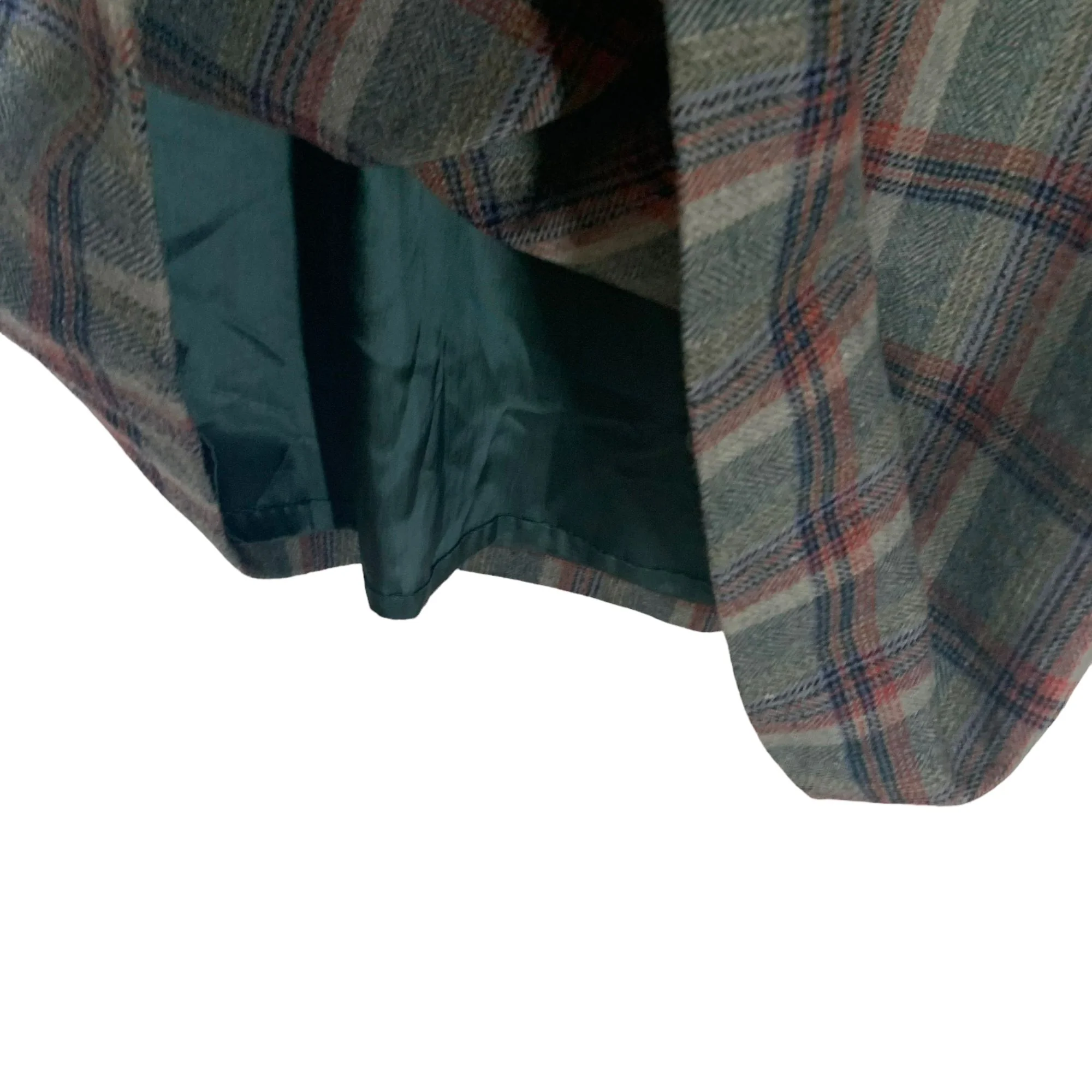 Vintage 50s Pendleton Gray Blue Plaid Wool Straight Knee Length Skirt by Pendleton - Image 7