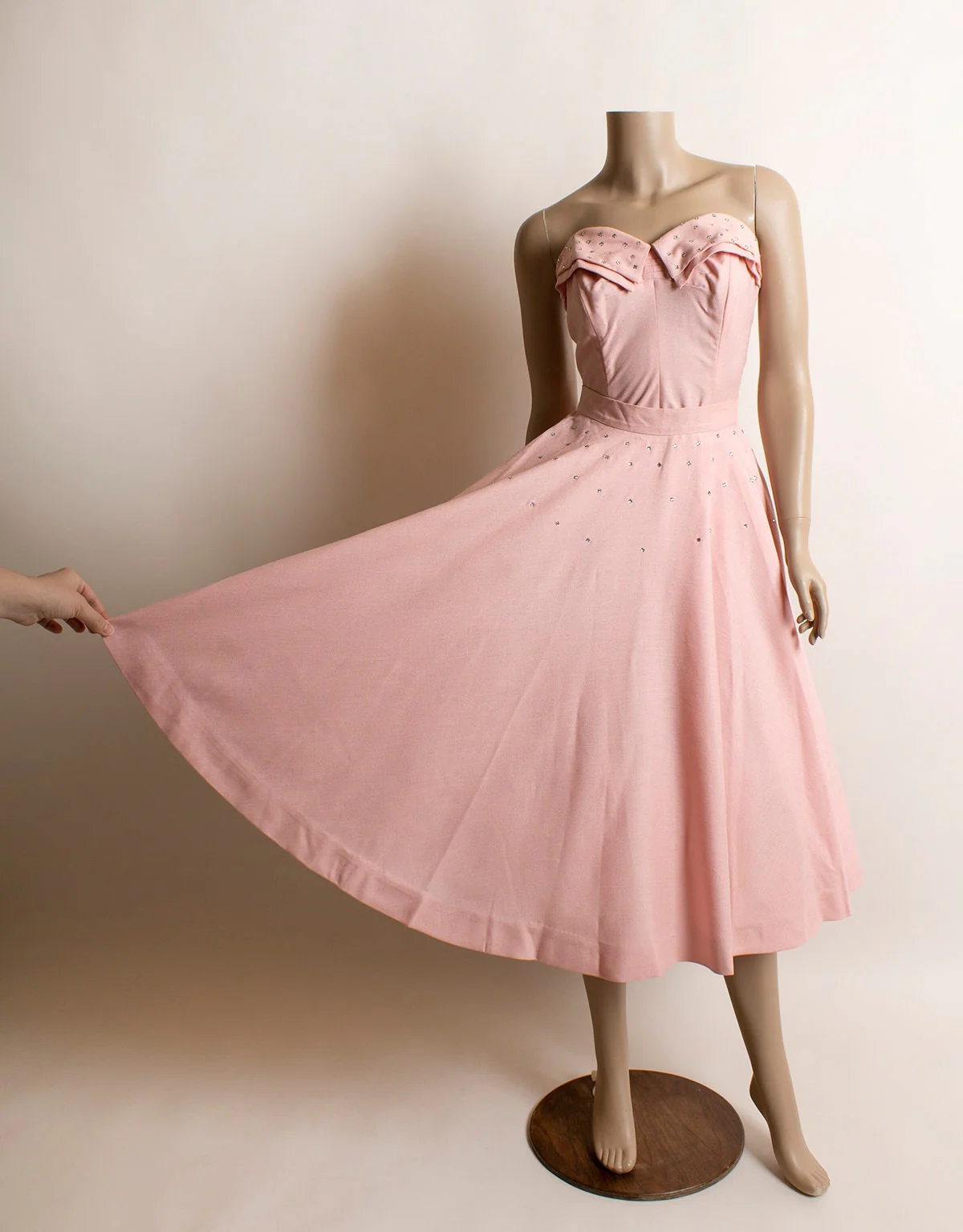 Vintage 50s Pink Rhinestone Top and Skirt Set 4 Piece Outfit with Matching Sash Scarf and Lace Capelet by Fanee California Rockabilly Sm by Fanee of California - Image 6