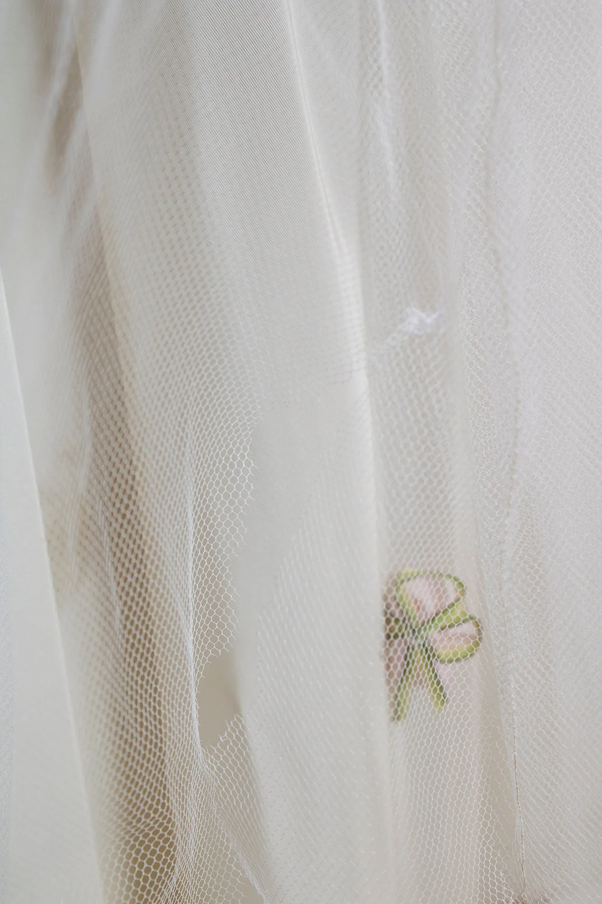 Vintage 50s Prom White and Pink Flower Applique Tulle Strapless Bridal Wedding Dress by Marglad's Bridal Salon - Image 10