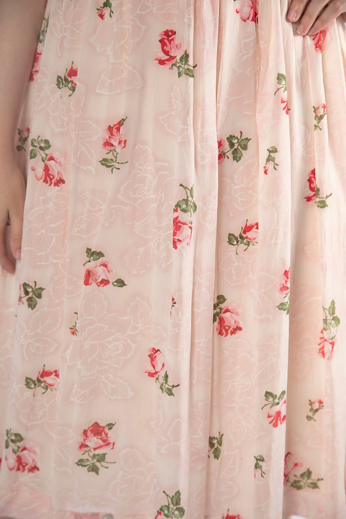 Vintage 50s Sheer Floral Print Casual Handmade Dress In Light Pink and Magenta - Image 4