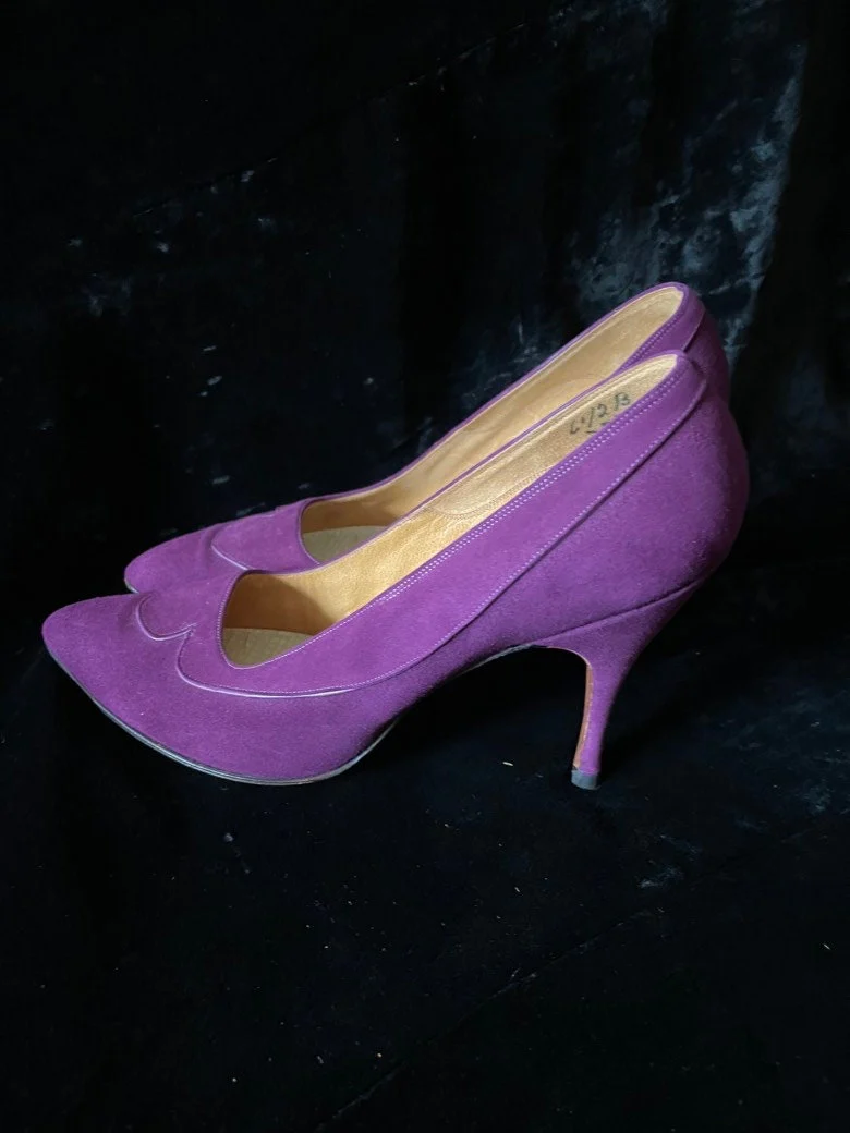 Vintage 50s Shoes Pumps Kittien Heel Purple Fenton Last Saks Fifth Avenue Size 6 1/2 by Saks Fifth Avenue - Image 3