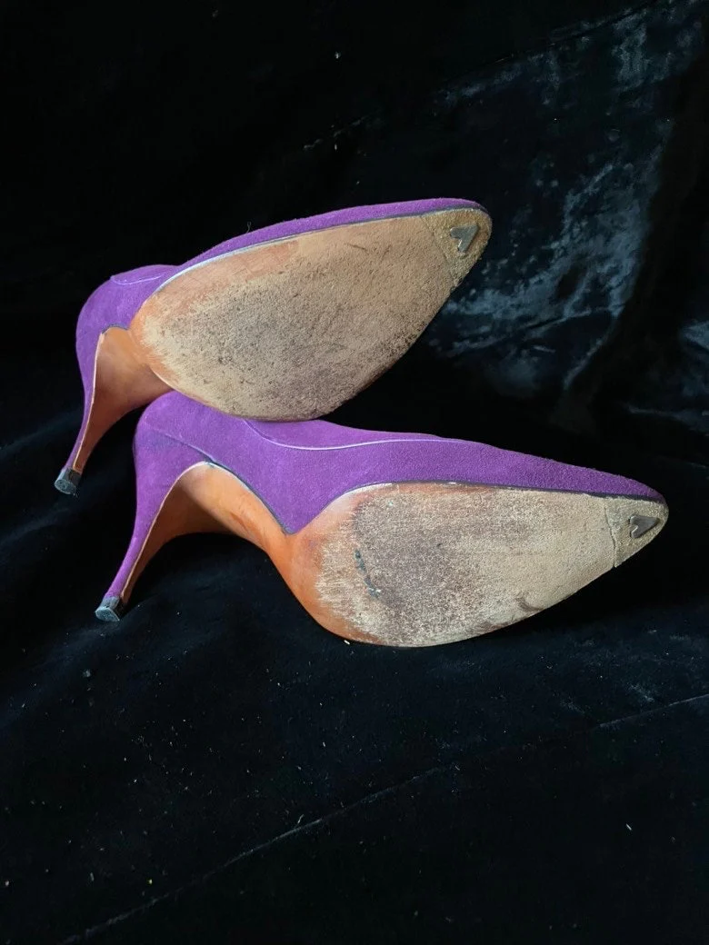 Vintage 50s Shoes Pumps Kittien Heel Purple Fenton Last Saks Fifth Avenue Size 6 1/2 by Saks Fifth Avenue - Image 5
