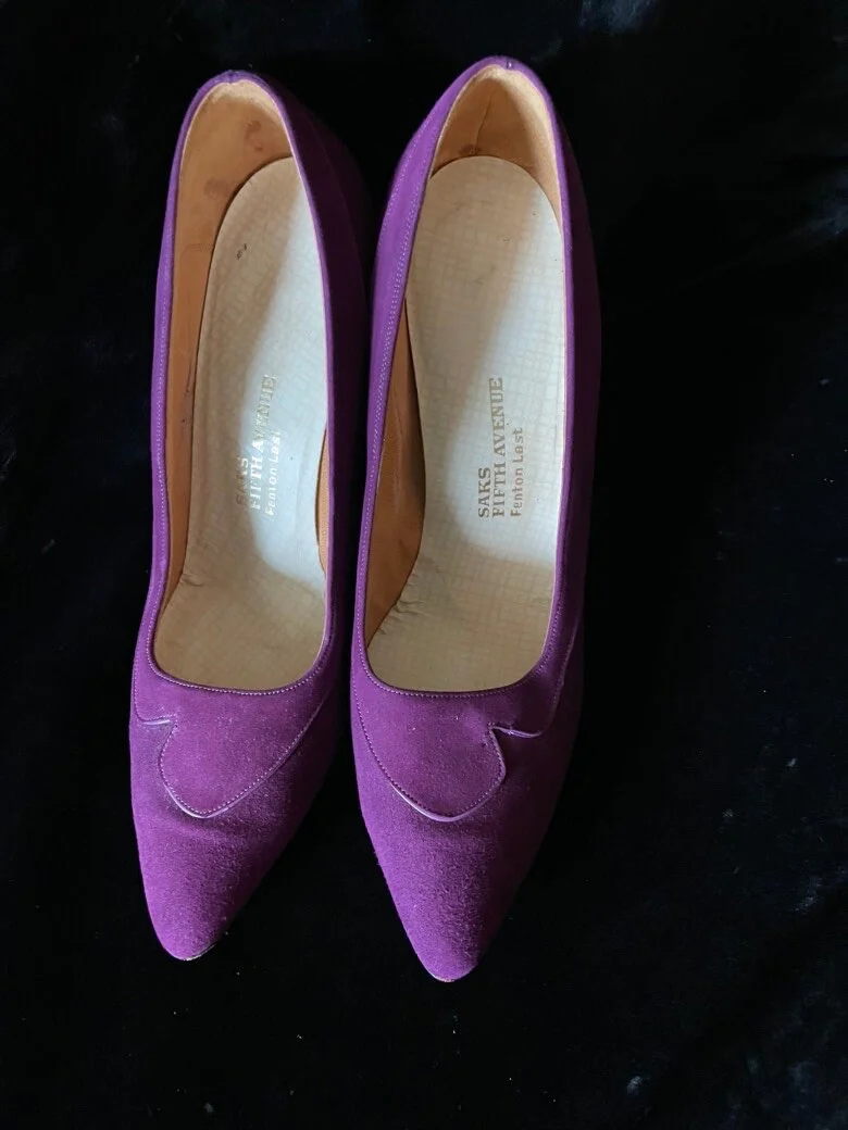 Vintage 50s Shoes Pumps Kittien Heel Purple Fenton Last Saks Fifth Avenue Size 6 1/2 by Saks Fifth Avenue - Image 8