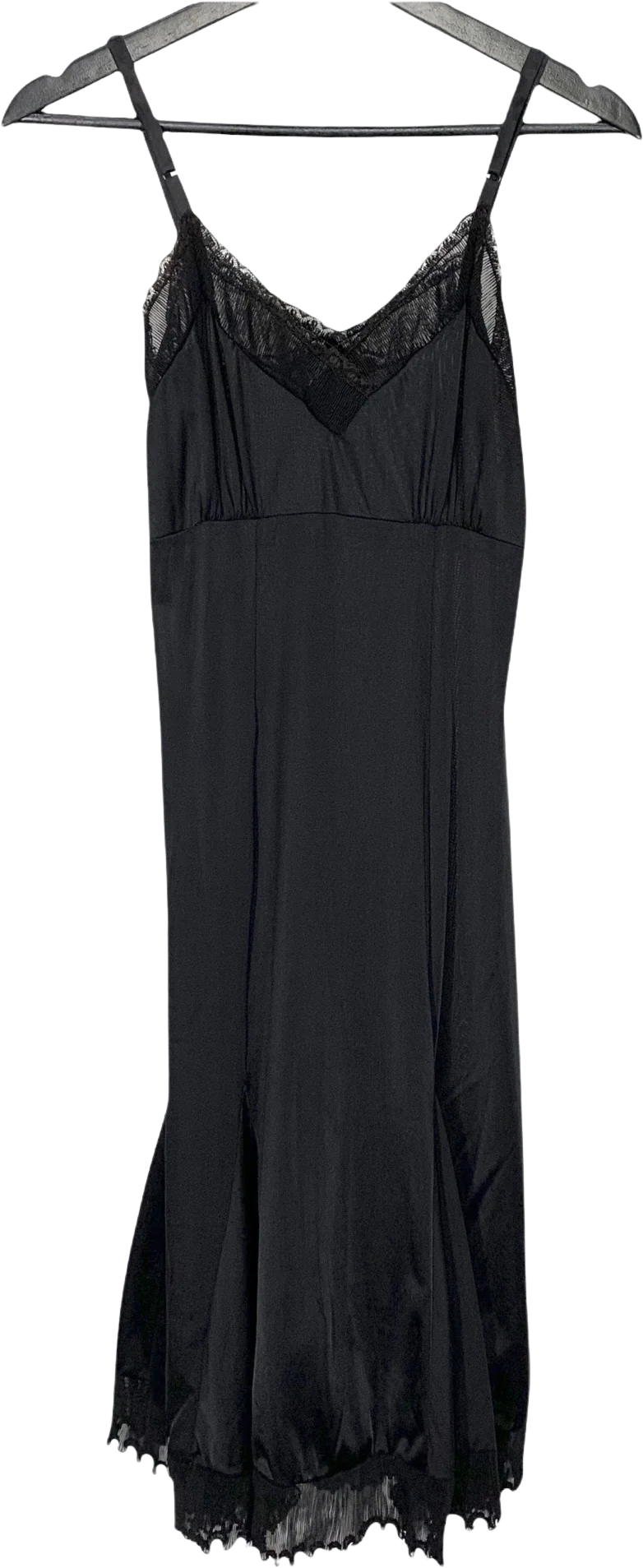 Vintage 50s Trumpet Hem Black Midi Slip Medium