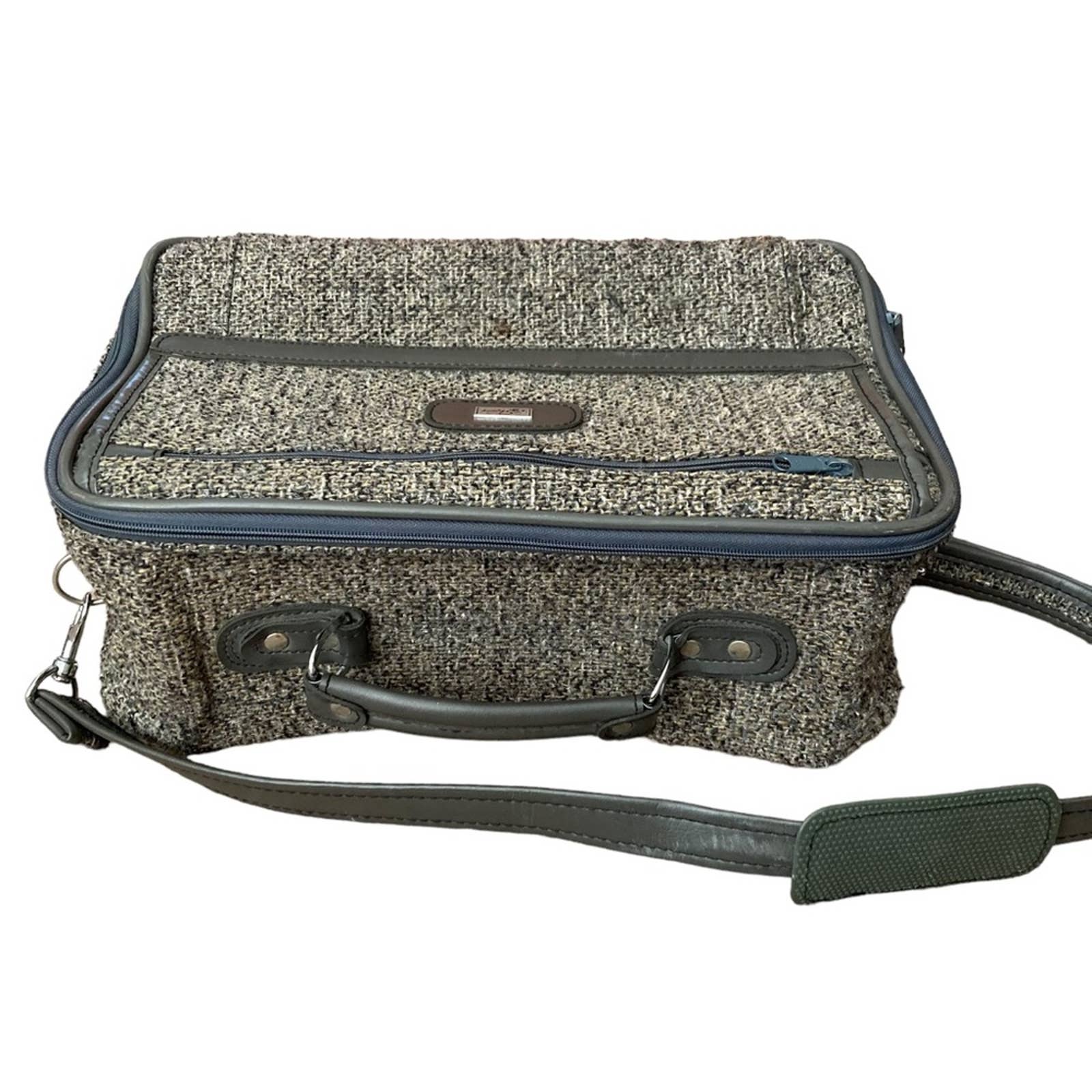 Vintage 50s Tweed Shoulder Bag Carry On Luggage Travel Bag Suitcase by Skyway - Image 2