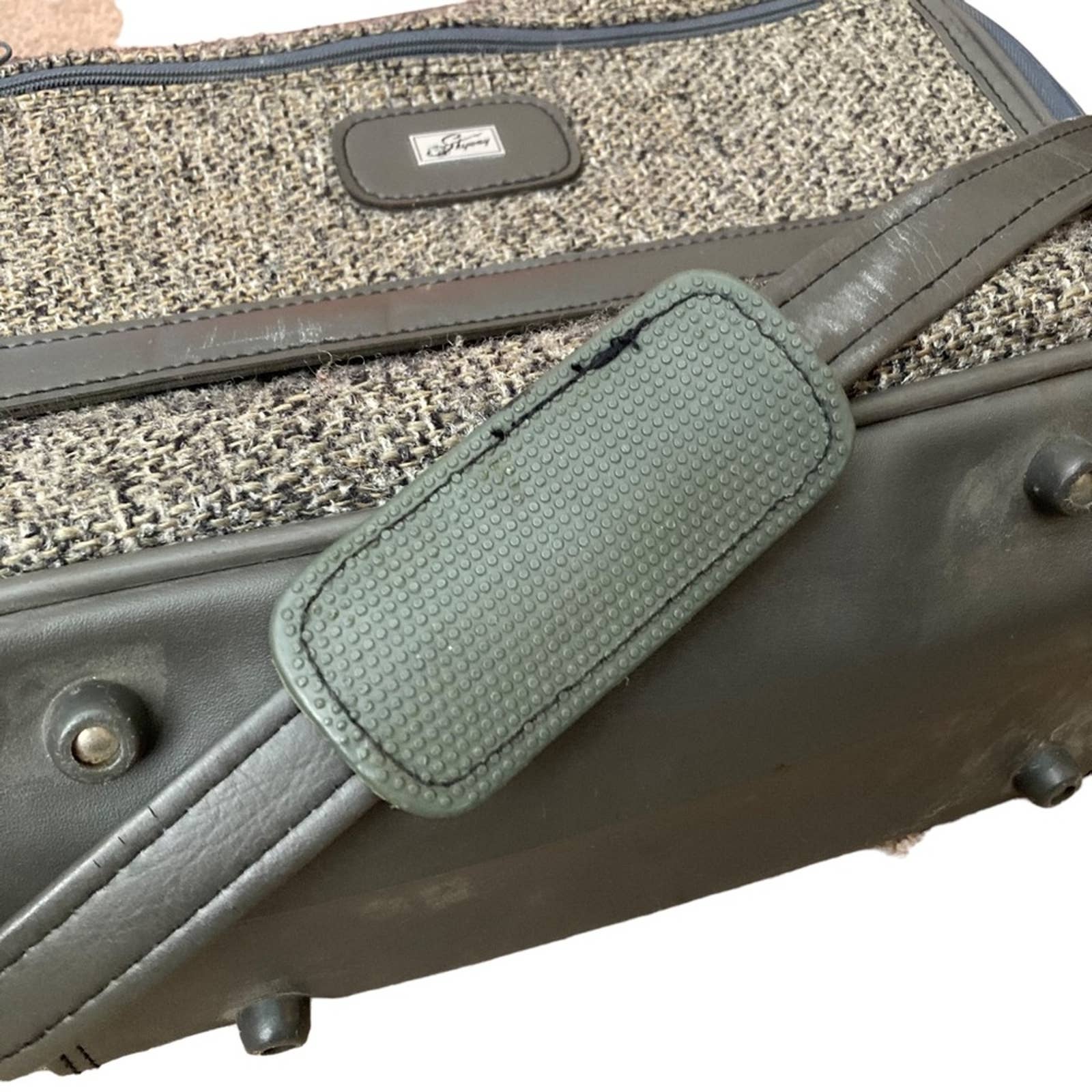 Vintage 50s Tweed Shoulder Bag Carry On Luggage Travel Bag Suitcase by Skyway - Image 6